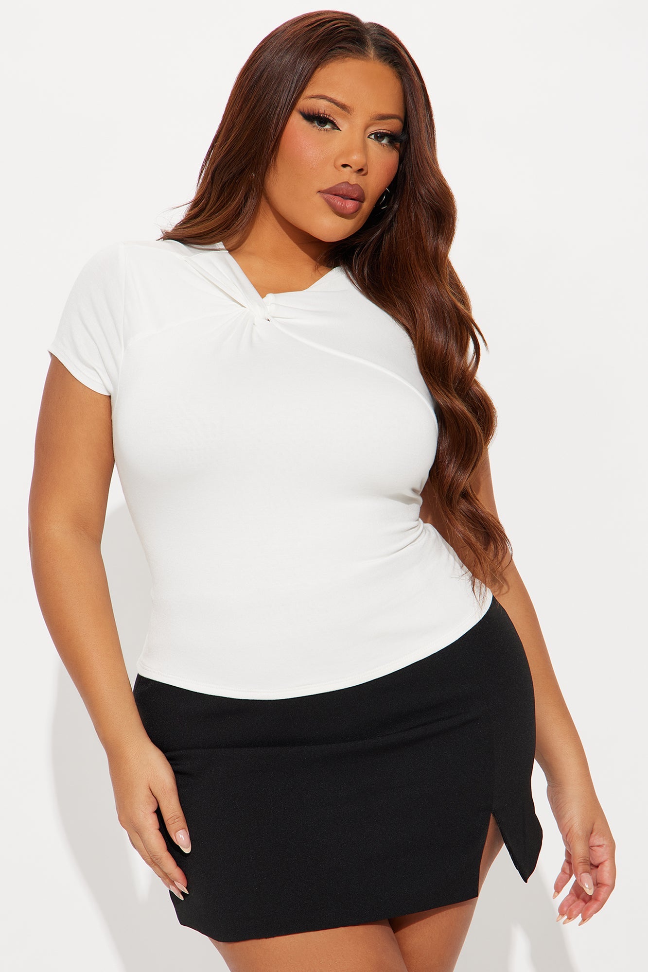 Sonya Twist Sleevless Baby Tee - Ivory