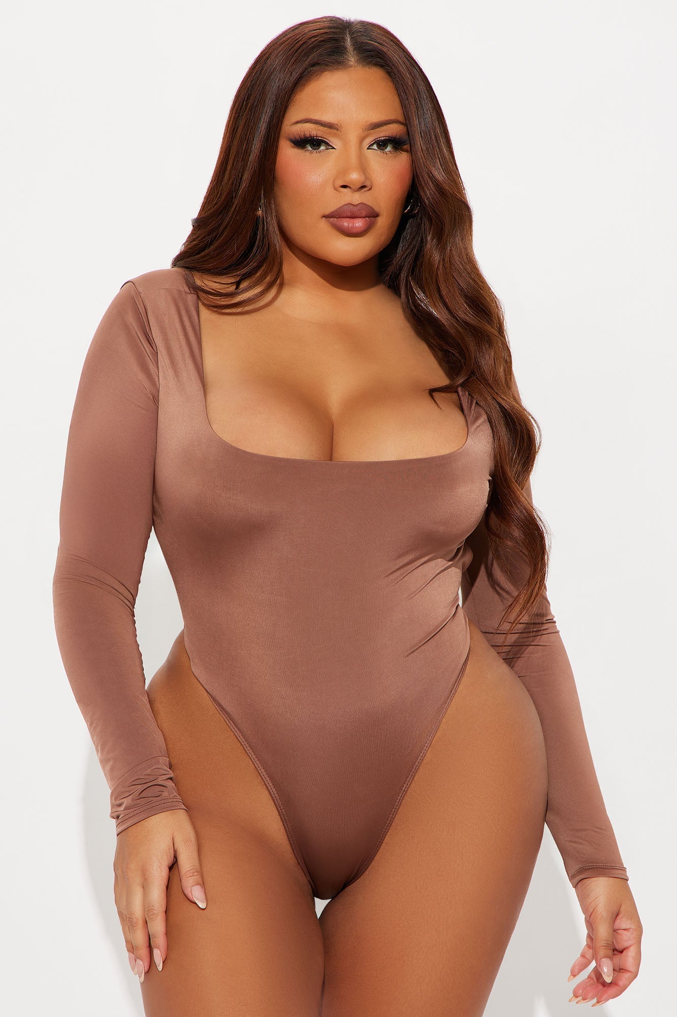 Living Proof Long Sleeve Backless Bodysuit - Chocolate