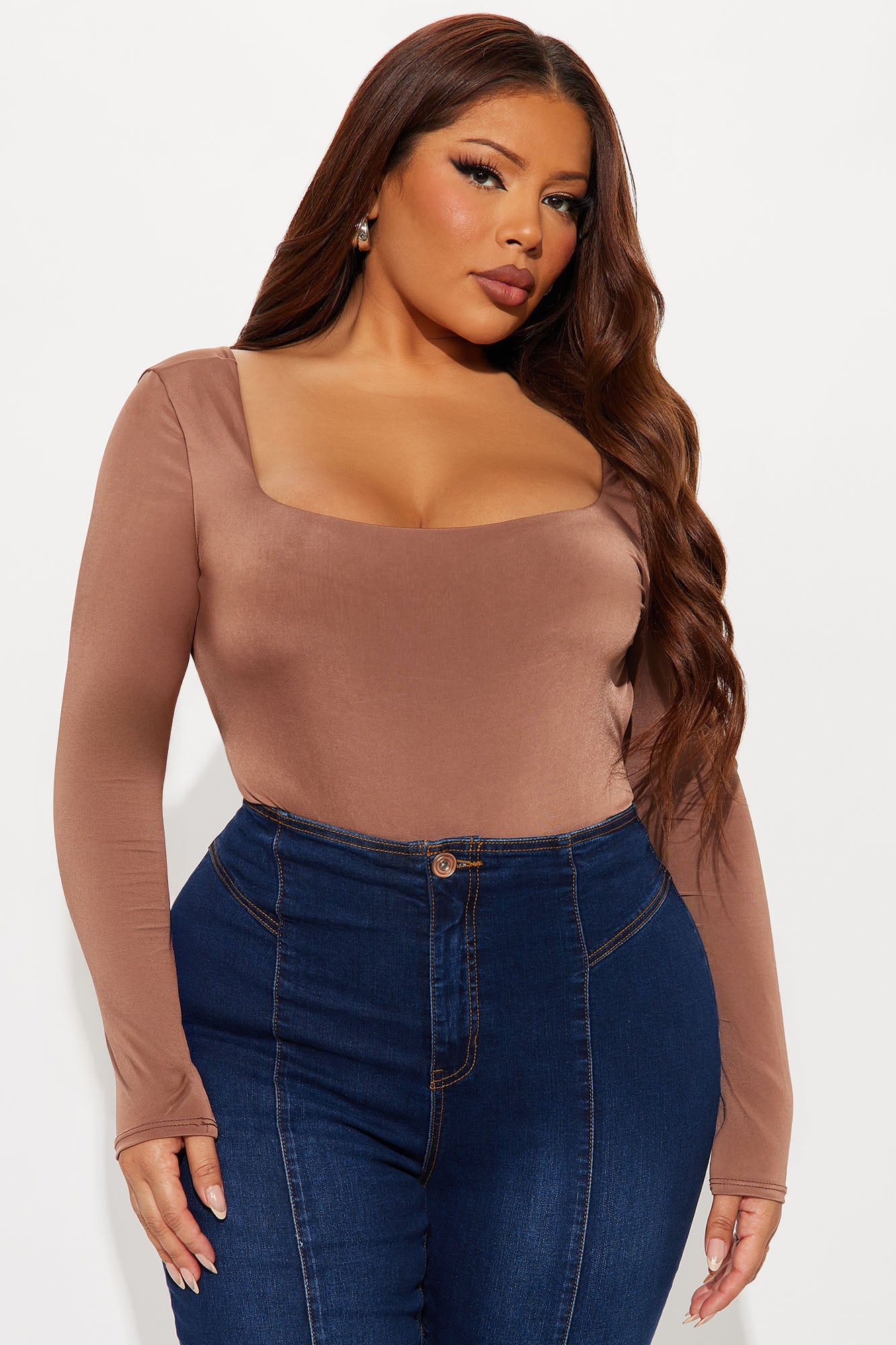 Living Proof Long Sleeve Backless Bodysuit - Chocolate