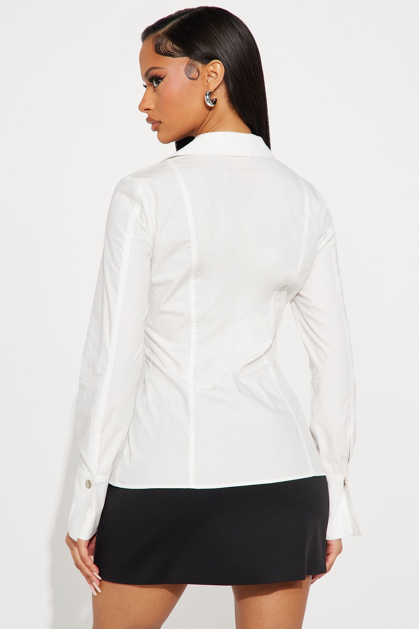 You Know Me Lace Up Poplin Shirt - White