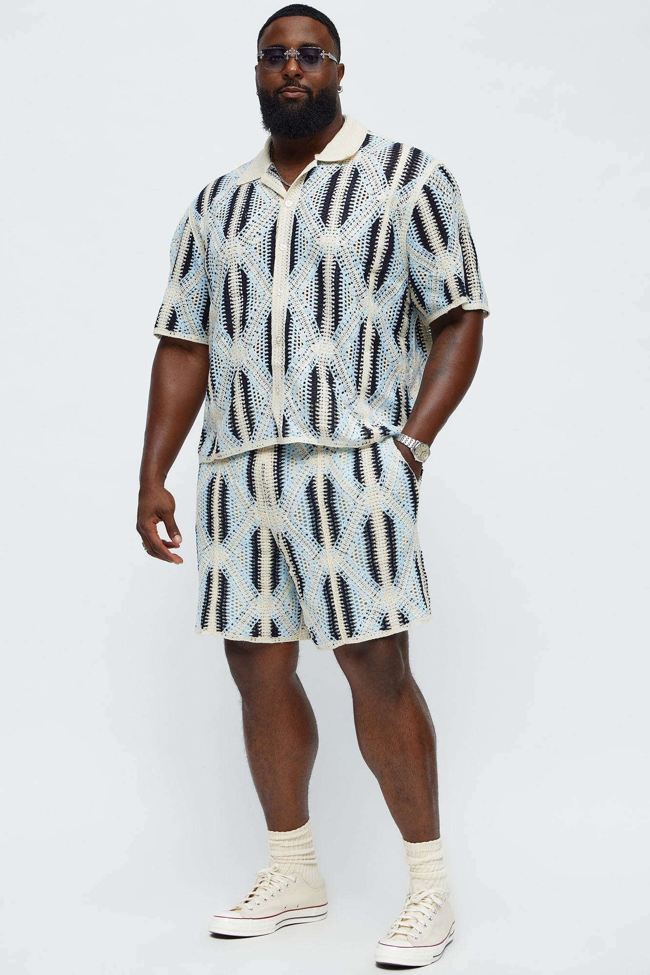 Triangles Knit Short - Blue/combo