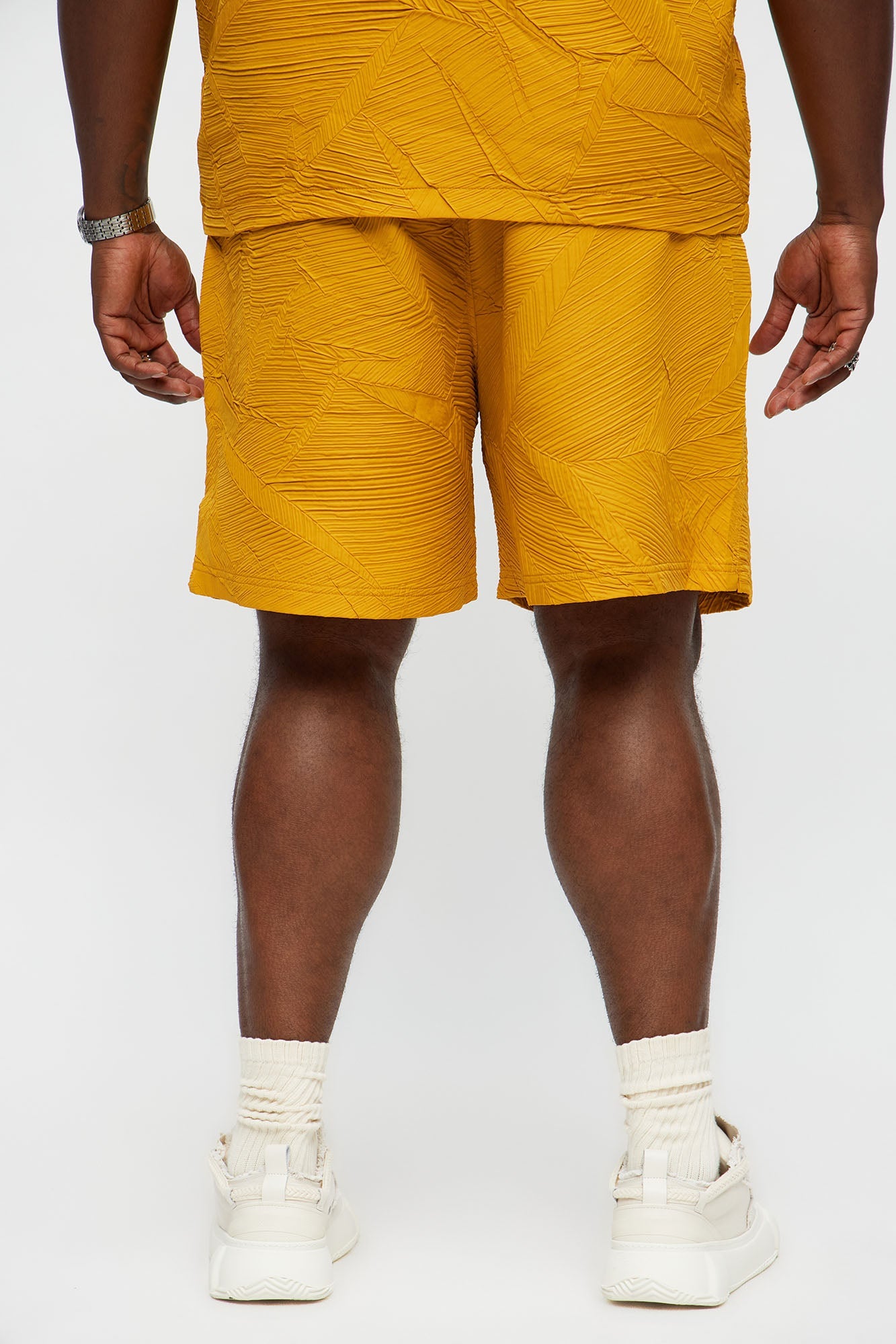 Ponce Textured Relaxed Shorts - Mustard