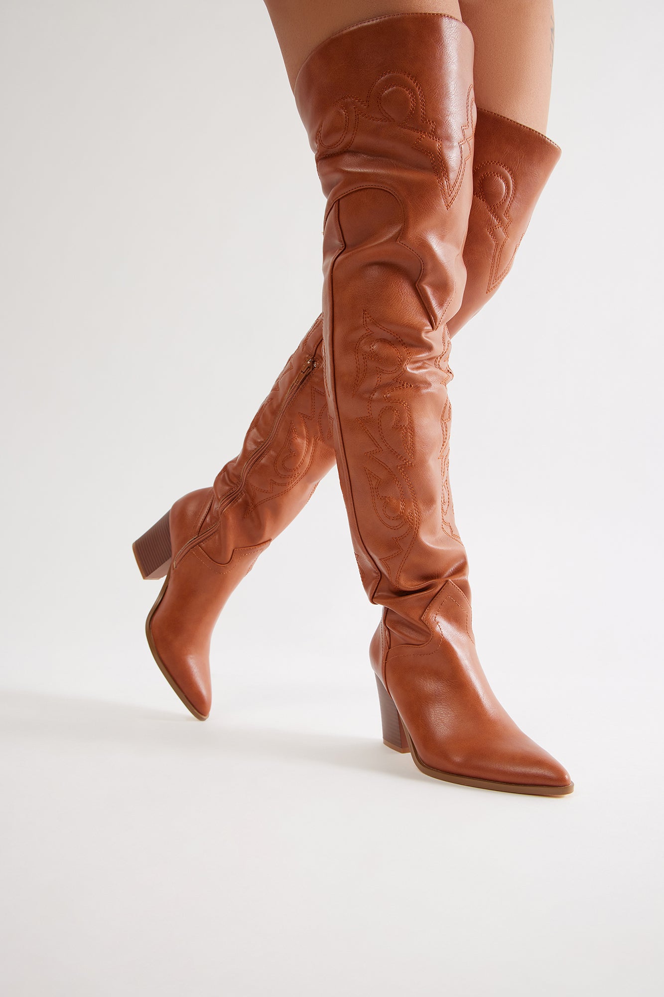 Texas Charm Thigh High Boots - Tan