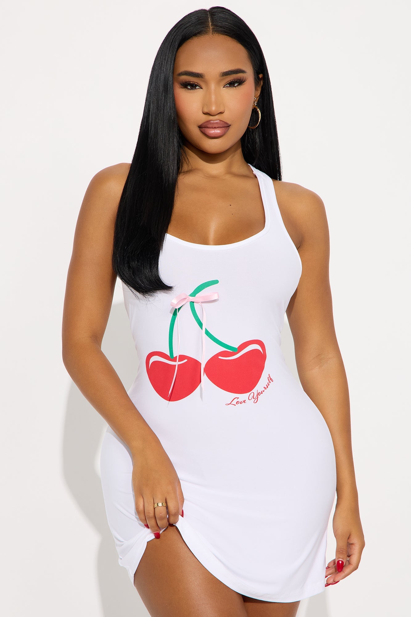 Sweet Like Cherries PJ Sleep Dress - White/combo