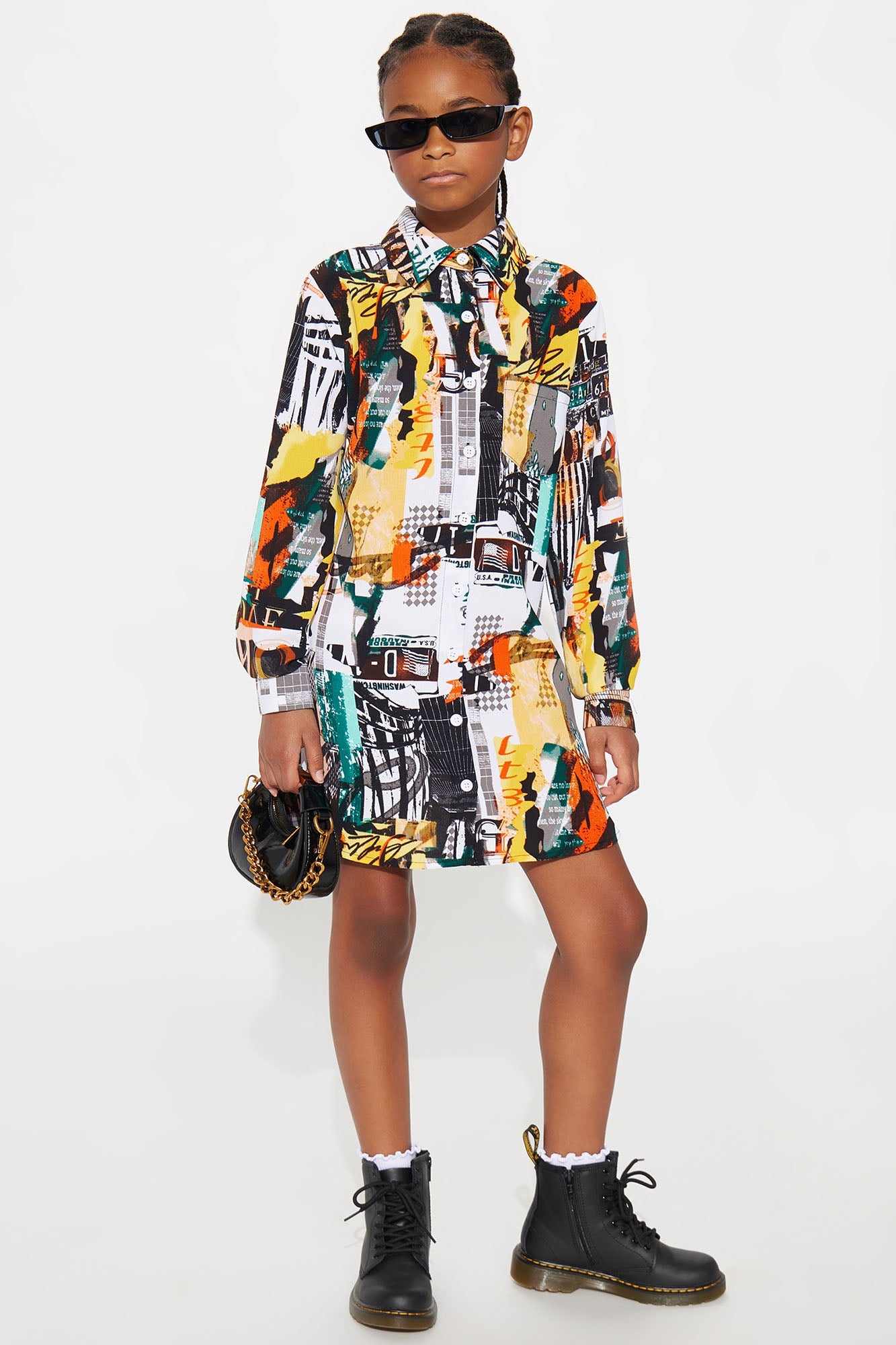 Mini Big News Mini Shirt Dress - Multi Color