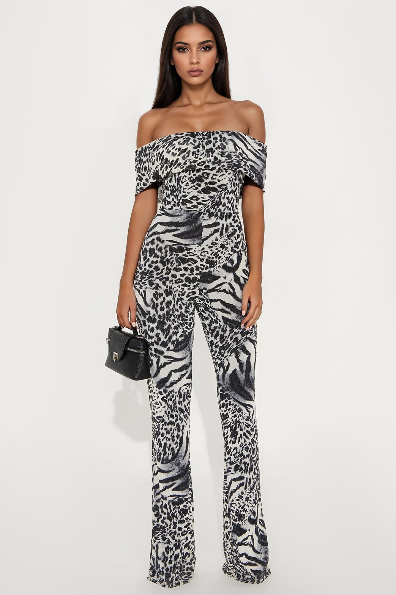 Wild Gal Leopard Jumpsuit - Grey/combo