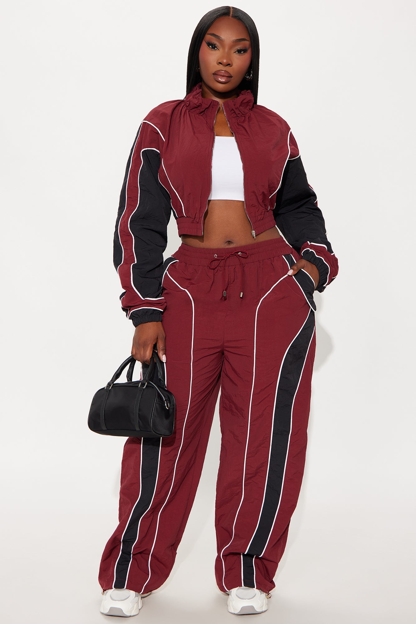 New Era Colorblock Windbreaker Jacket - Burgundy/combo