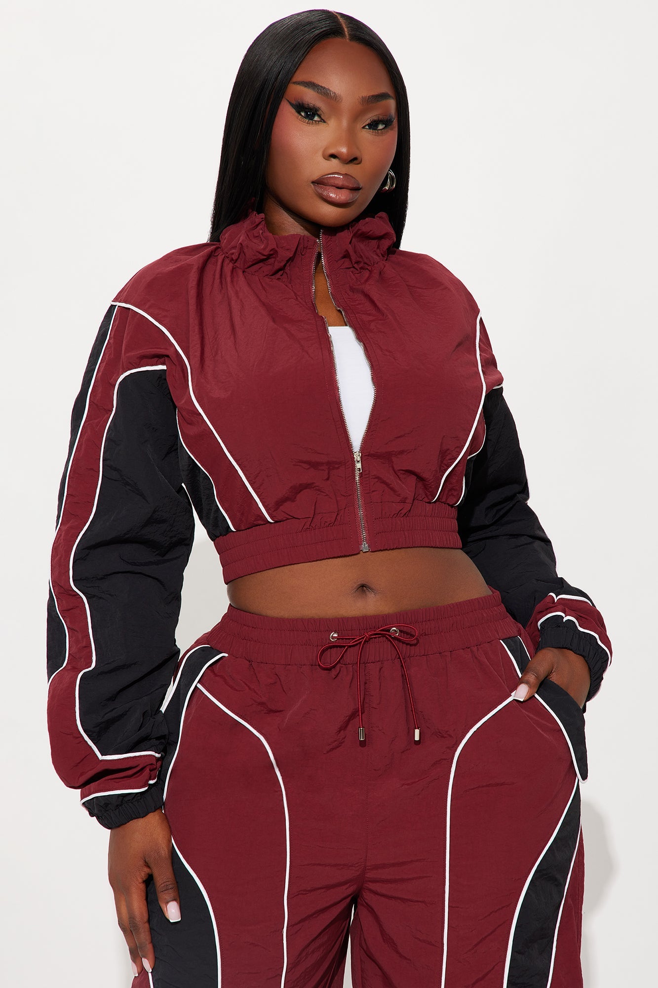 New Era Colorblock Windbreaker Jacket - Burgundy/combo