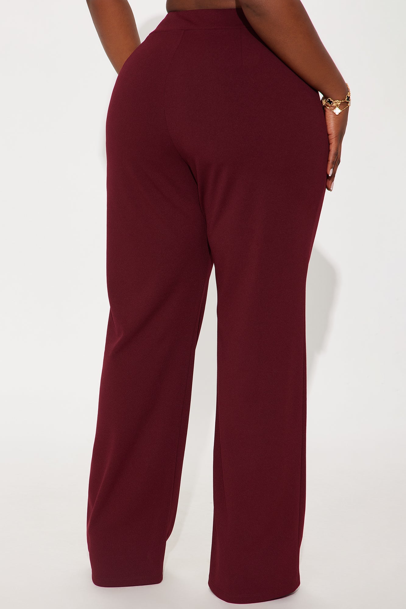 Office Tea Straight Leg Trouser Pant - Burgundy