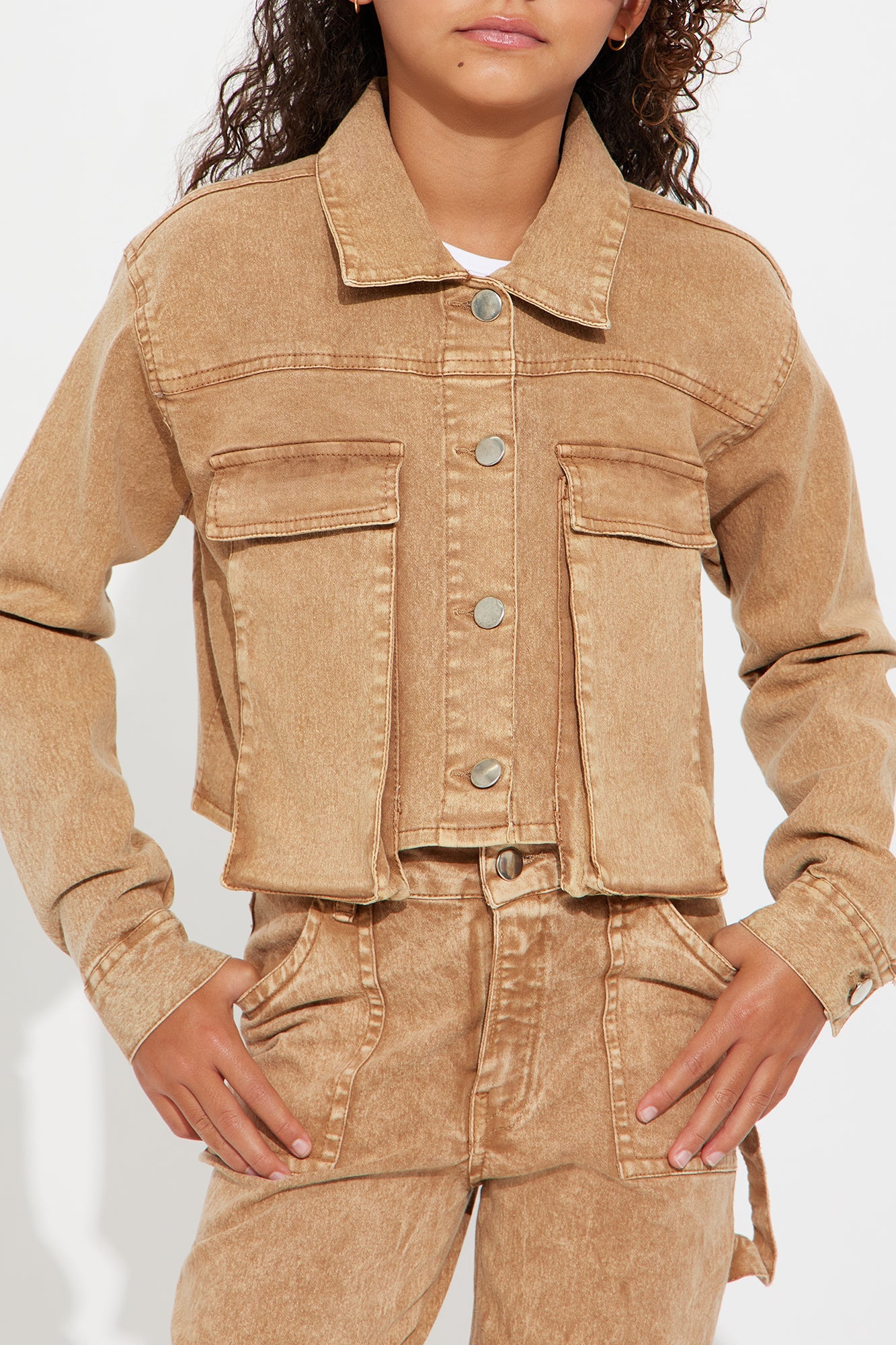 Mini Stacy Mineral Wash Cropped Cargo Jacket - Rust