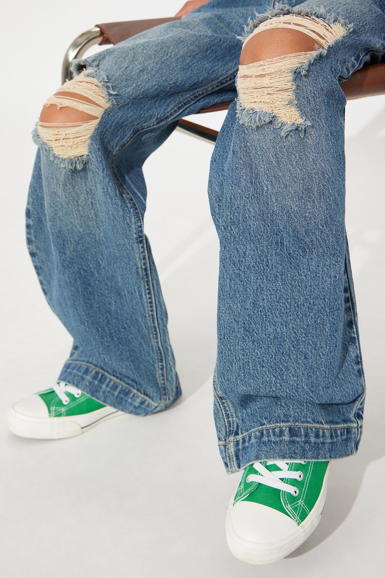 Mini How It Goes Ripped Wide Leg Jeans - Vintage Wash