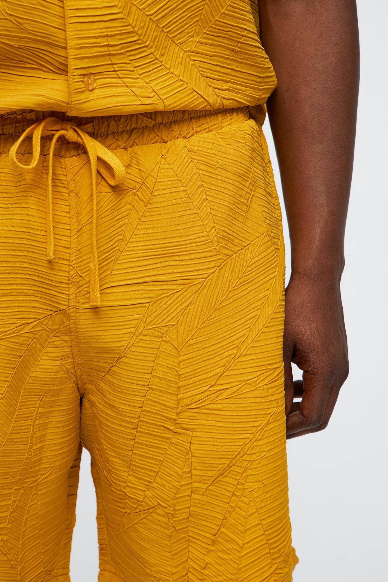 Ponce Textured Relaxed Shorts - Mustard