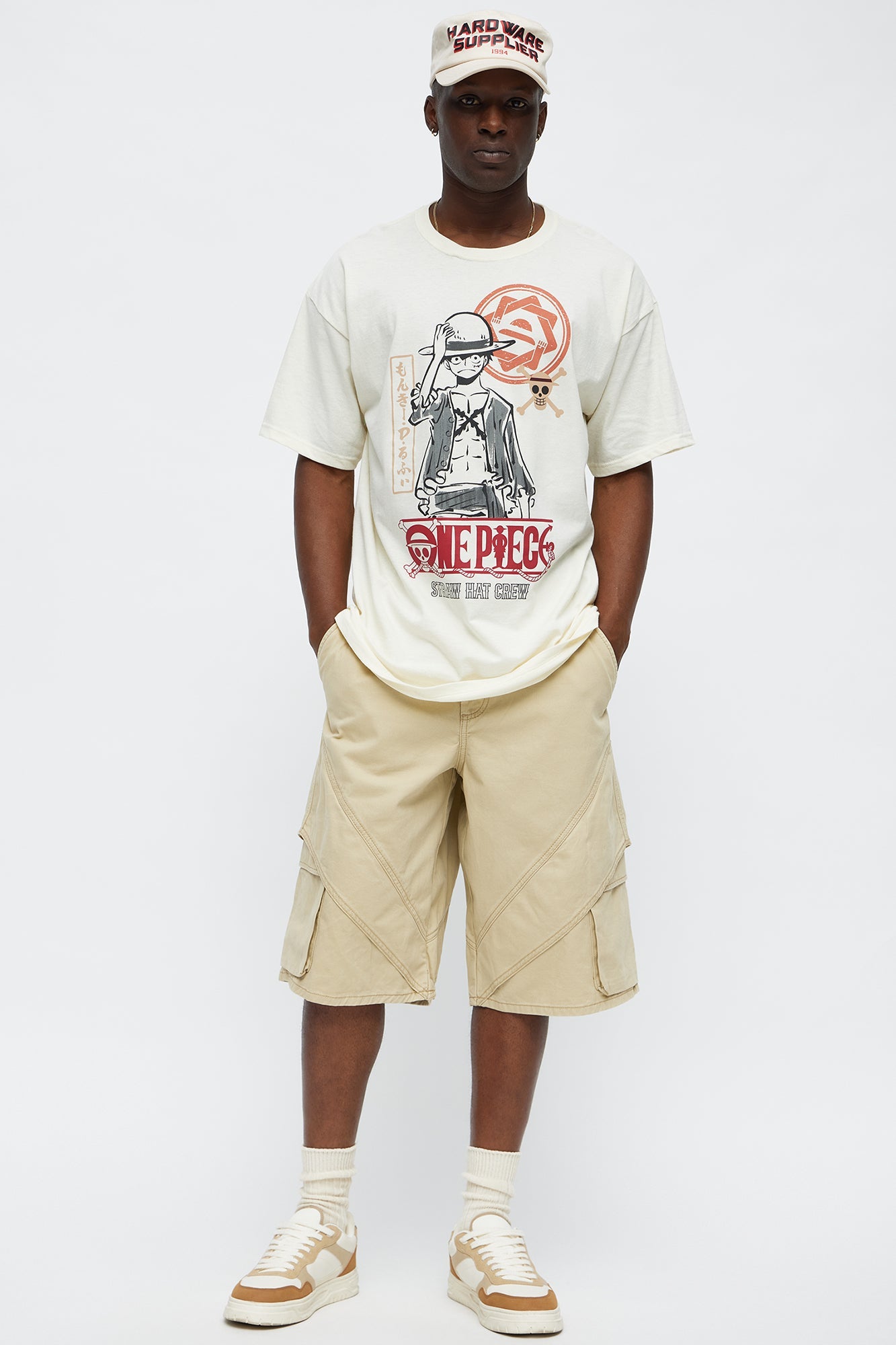 Baggy Hidden Lines Cargo Shorts - Tan