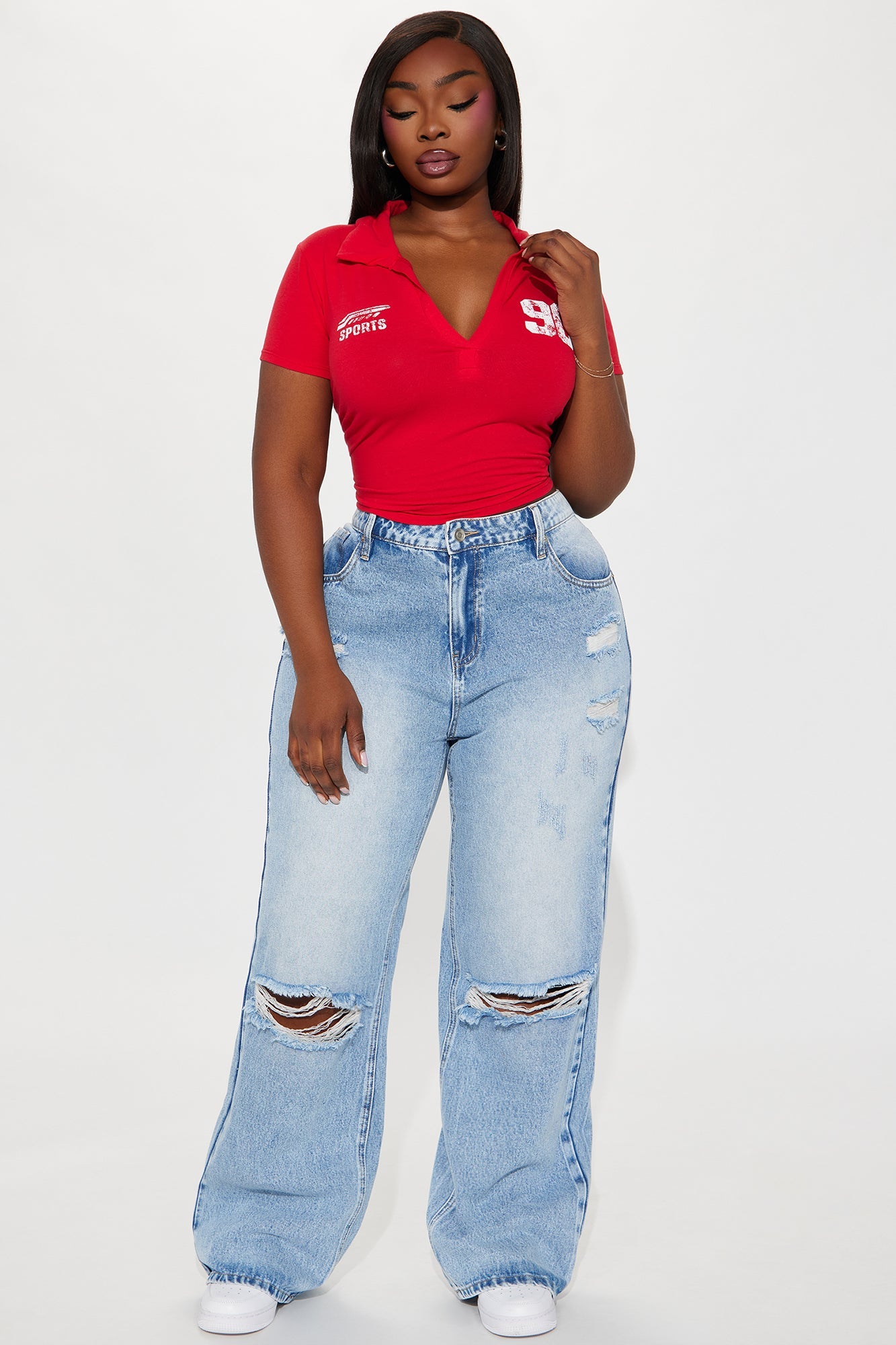 Wondering Why Ripped Straight Leg Jeans - Medium Wash