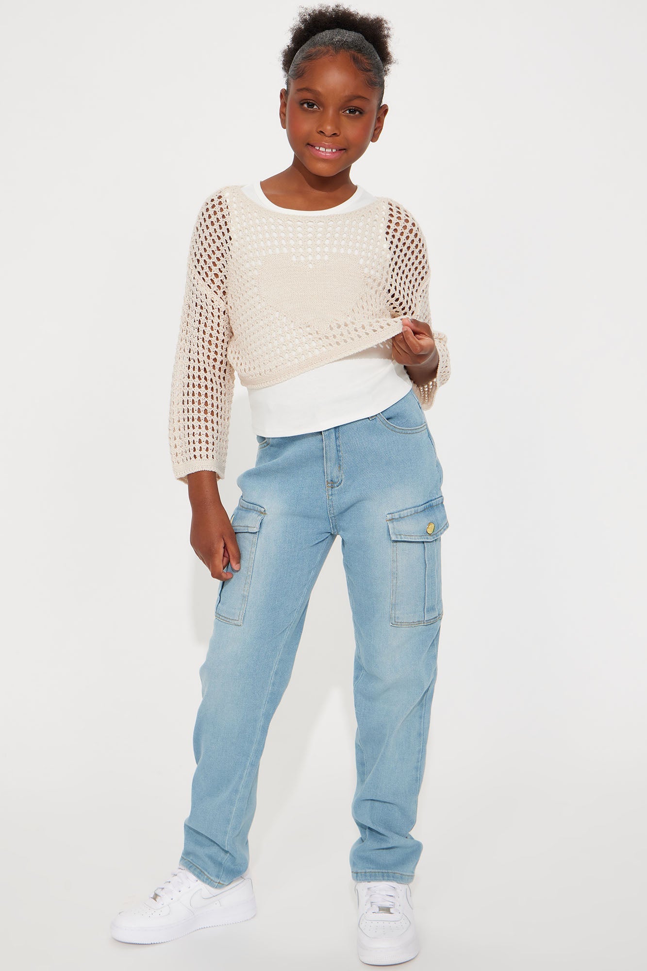 Mini I Cross My Heart Crochet Top - Tan