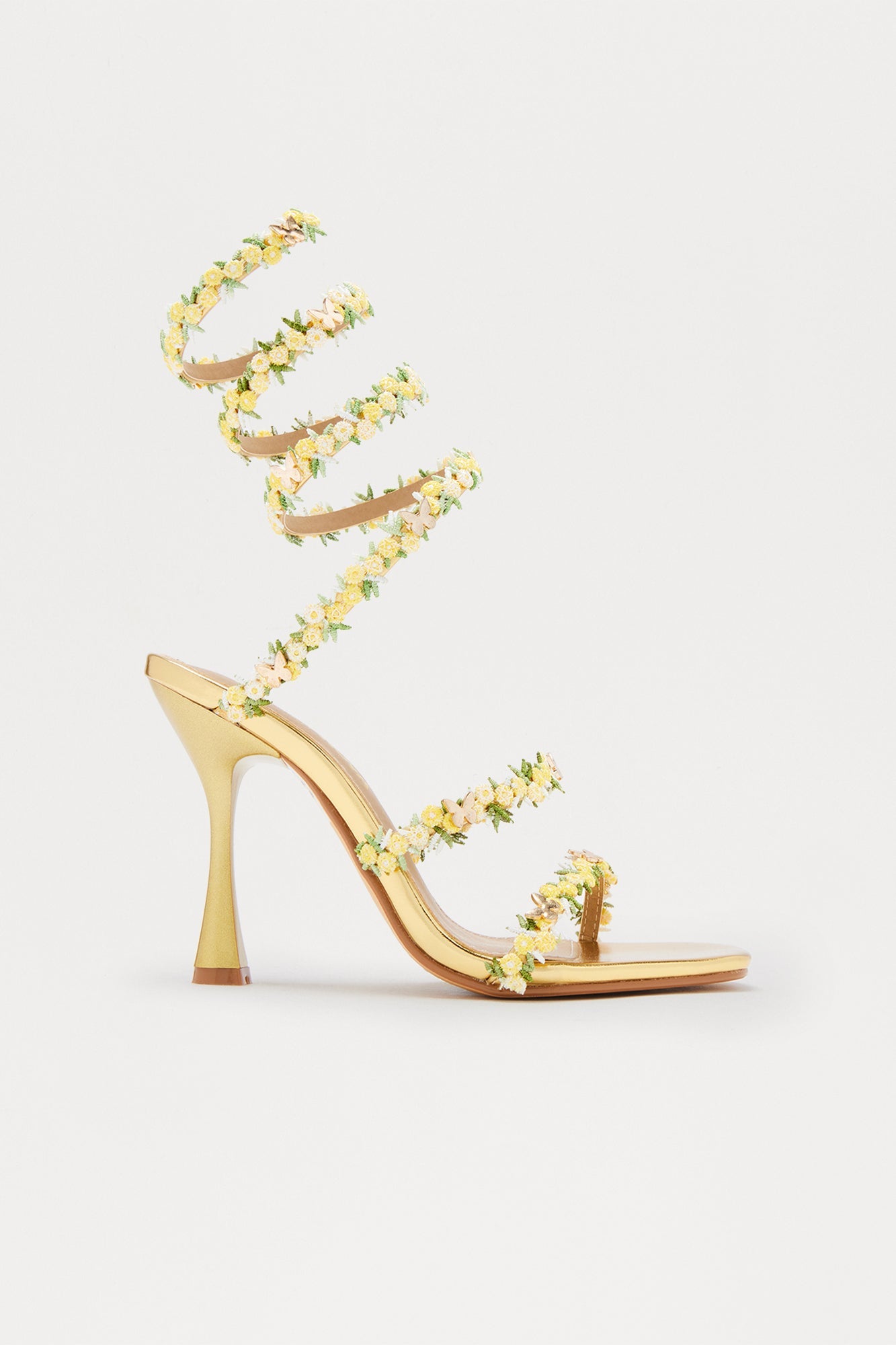 Blissful Butterfly Wrap Up Heels - Gold