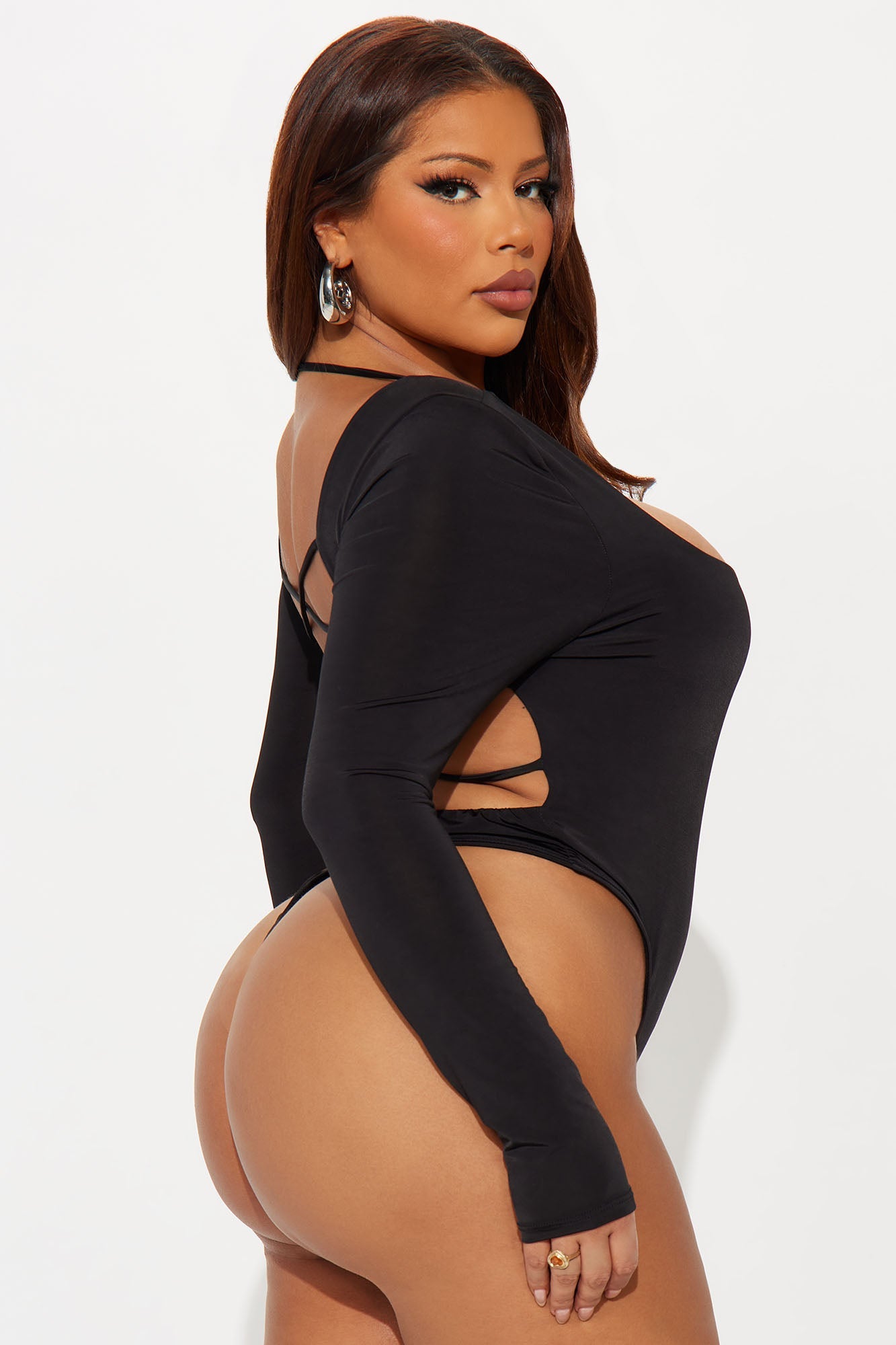 Living Proof Long Sleeve Backless Bodysuit - Black