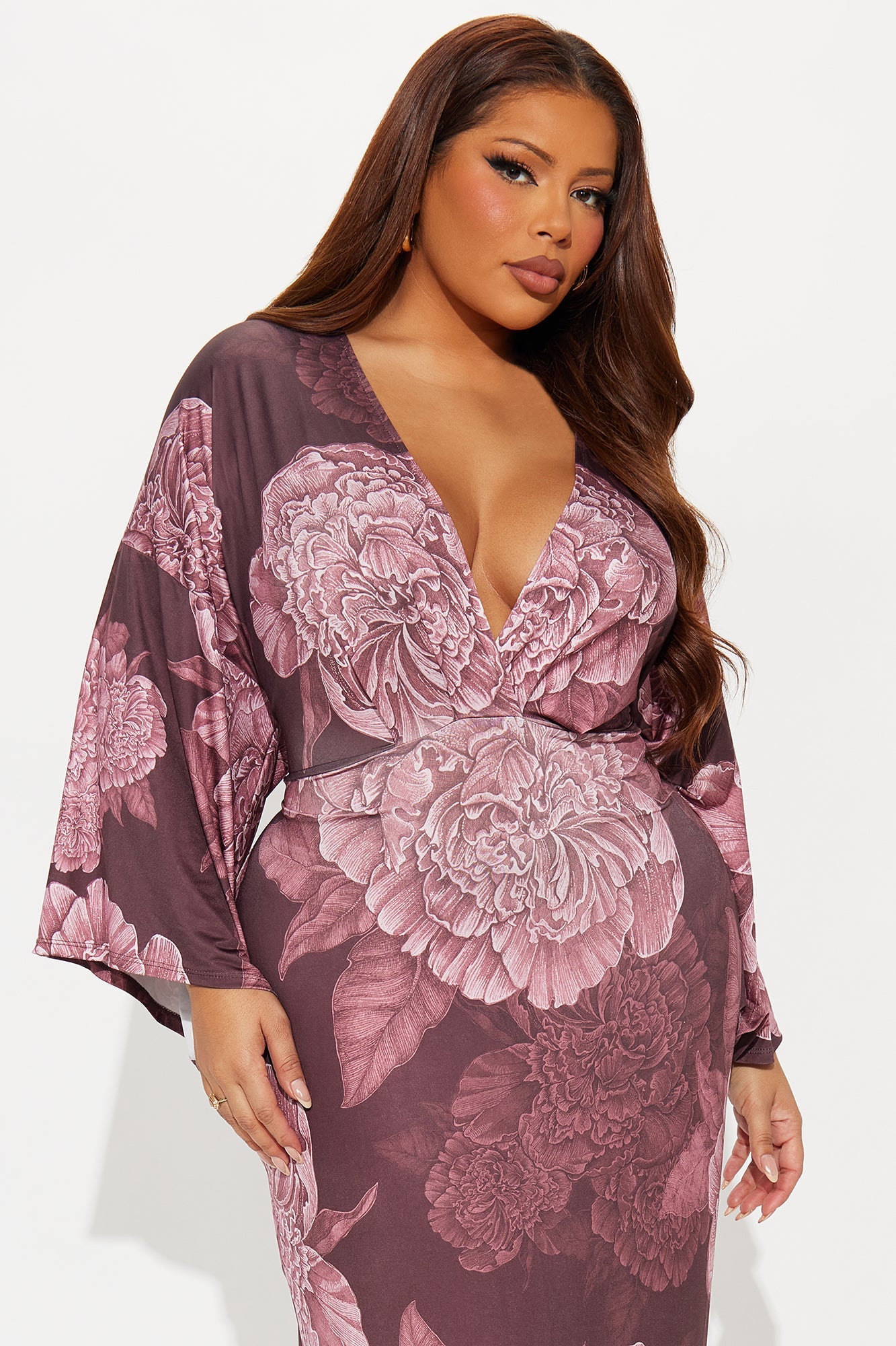 Maisie Floral Maxi Dress - Mauve/combo