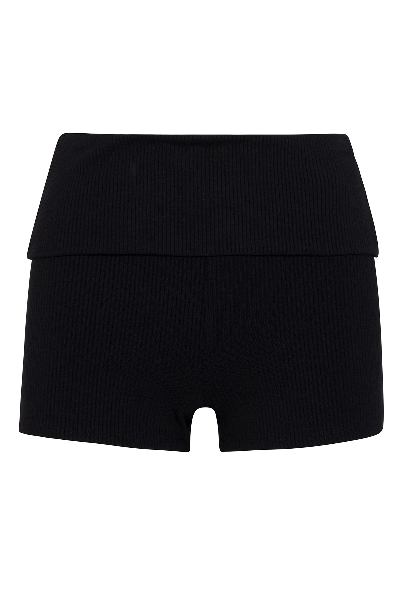 Ribbed Foldover Shorts - Black