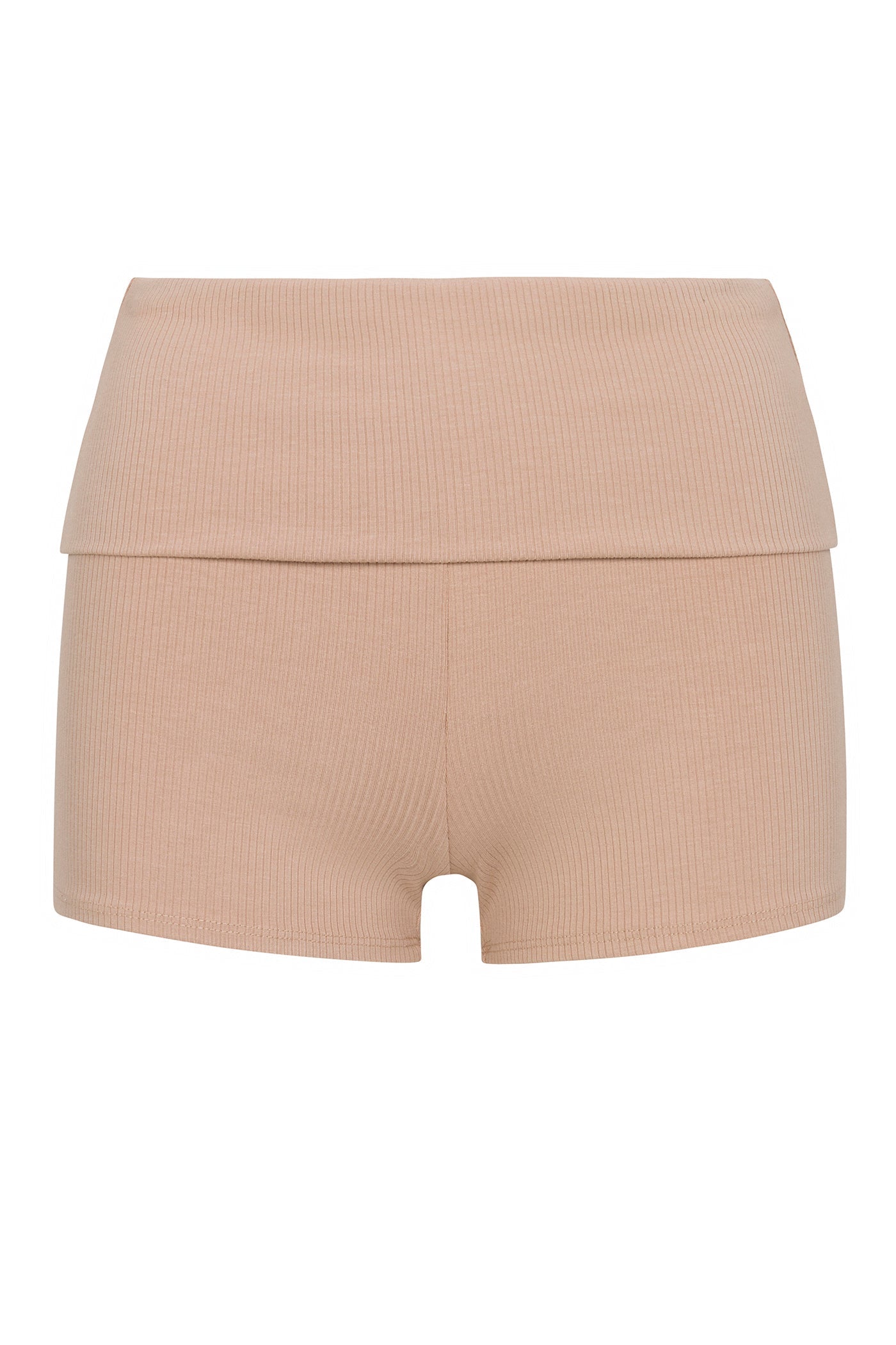 Ribbed Foldover Shorts - Tan