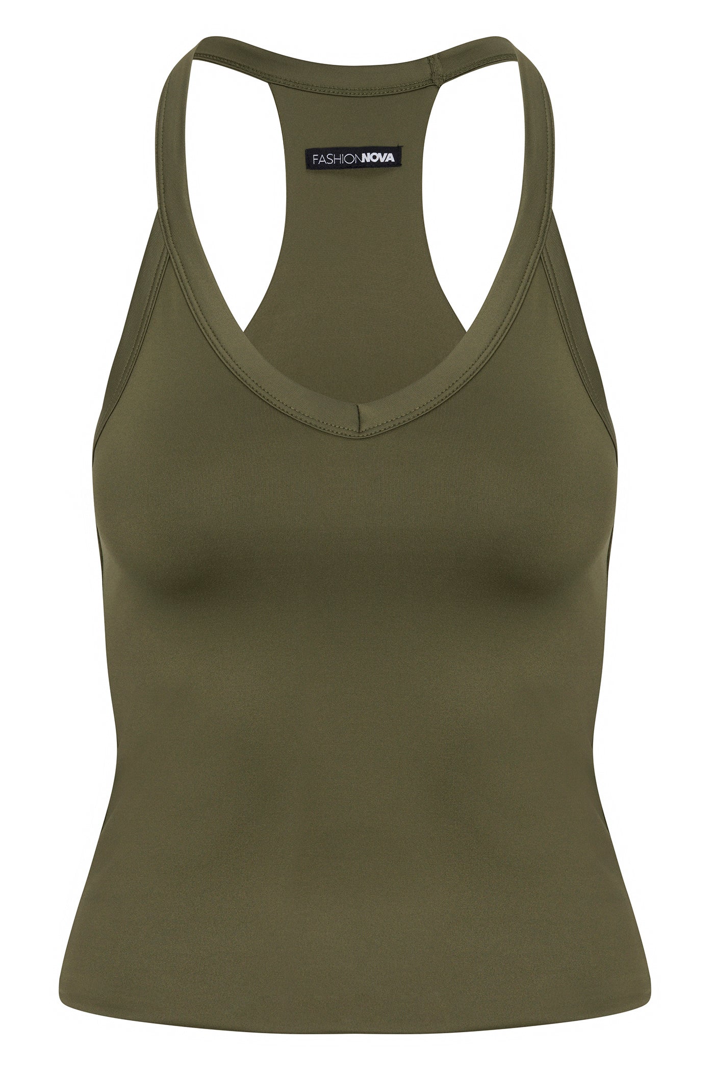 Contour Double Lined V-Neck Tank Top - Military Green