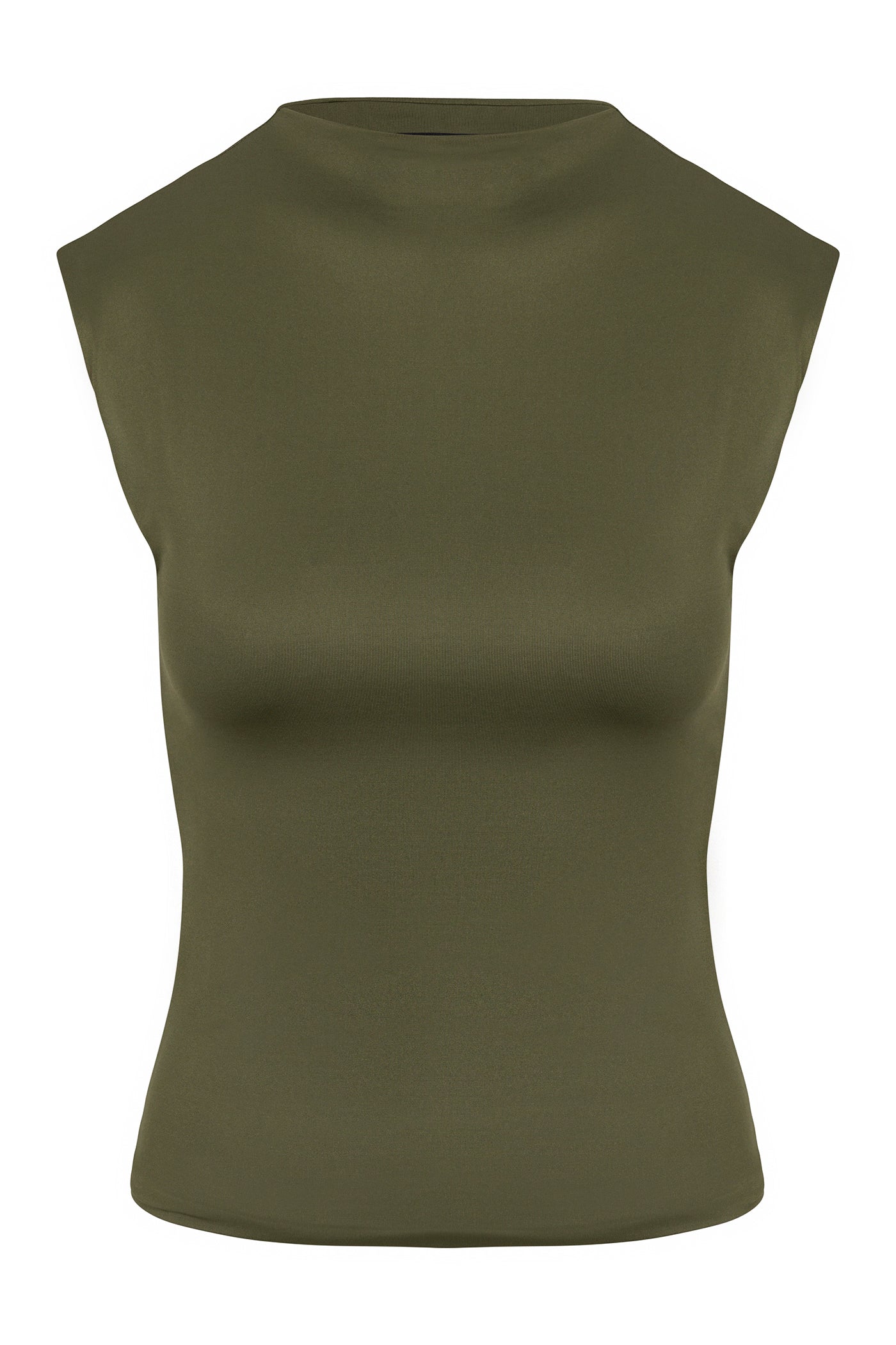 Contour Double Lined Mock Neck Top - Military Green