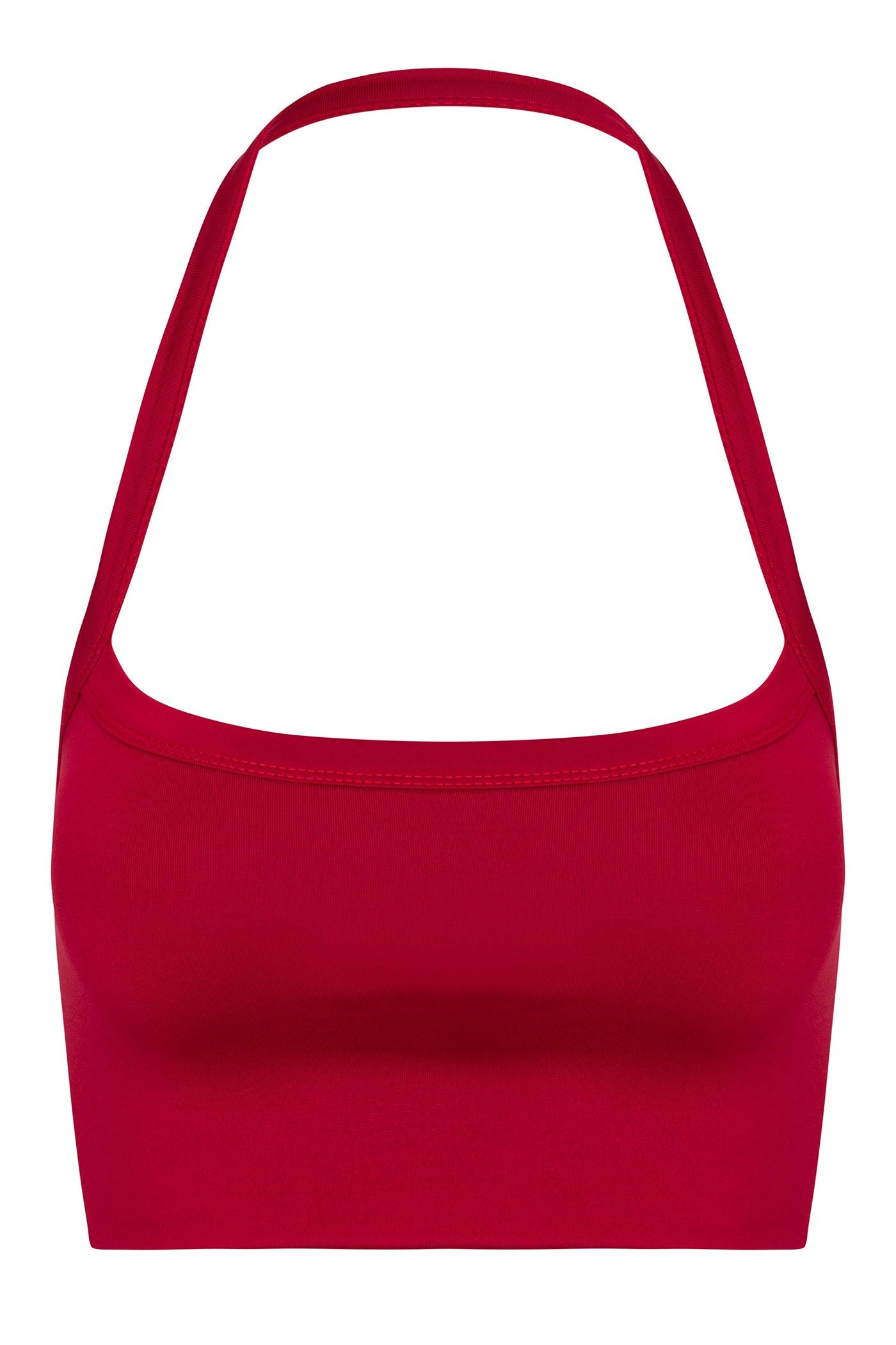 Contour Double Lined Cropped Halter Top - Red
