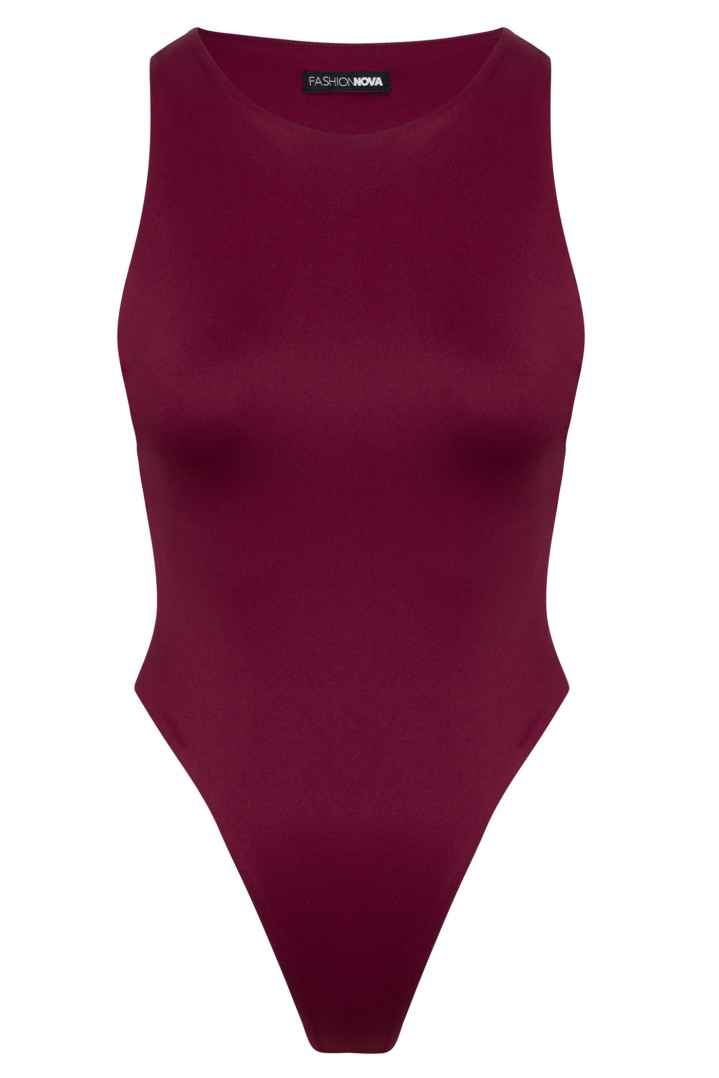 Contour Double Lined Scoop Neck Bodysuit - Wine