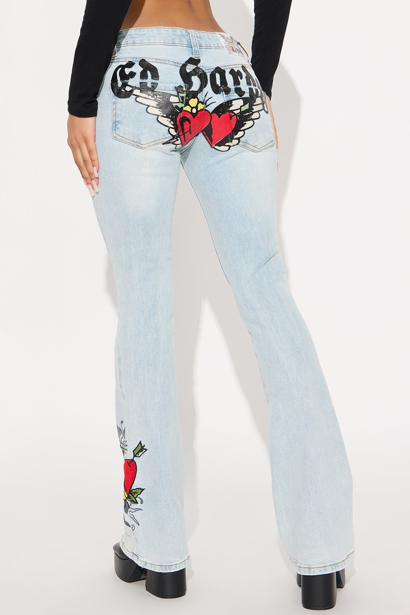 Ed Hardy Hearts Bootcut Jeans - Light Wash