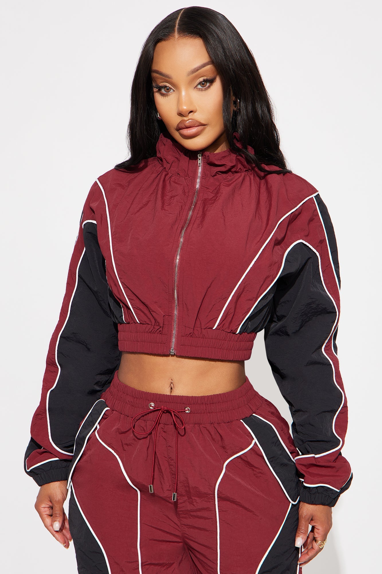 New Era Colorblock Windbreaker Jacket - Burgundy/combo