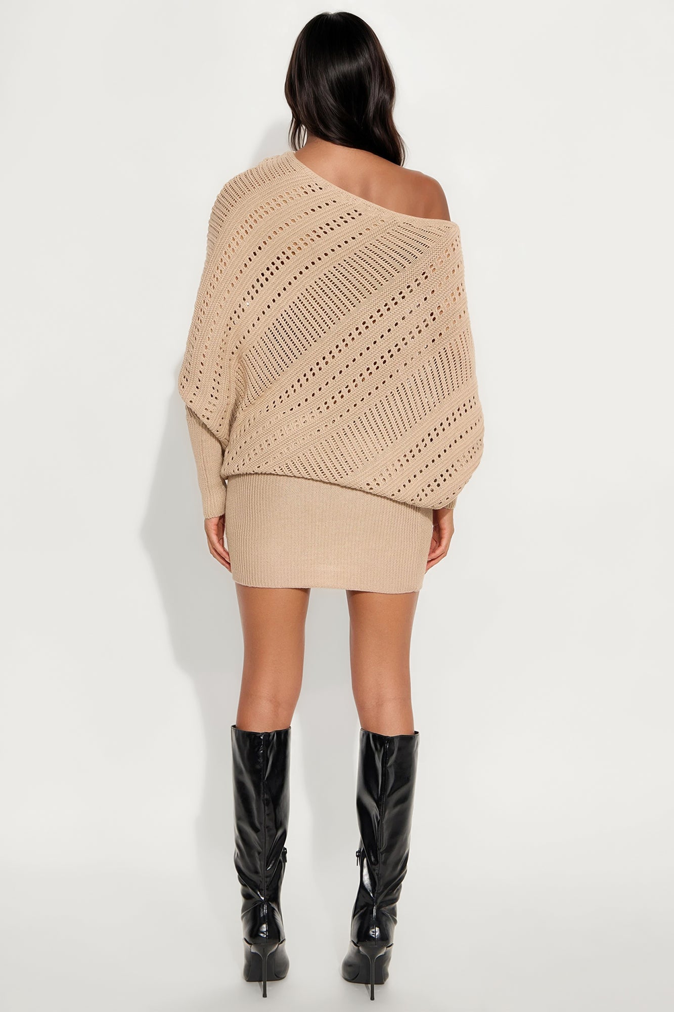 Winnie Long Sleeve Sweater Mini Dress - Taupe