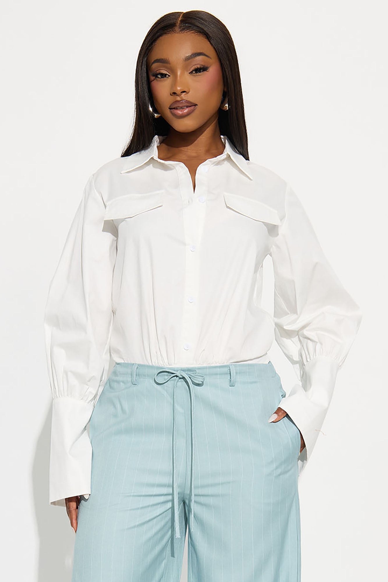 Be The Vibe Poplin Bodysuit - White