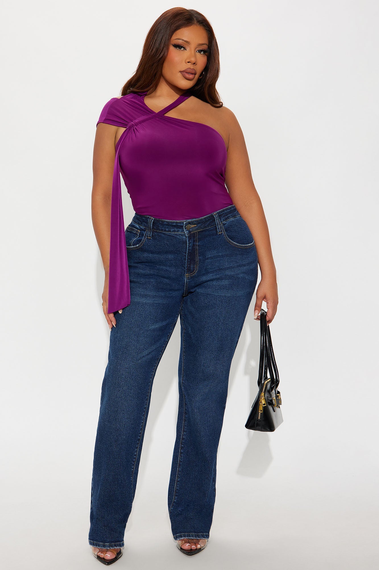 Belladonna Ruched High Neck Bodysuit - Plum