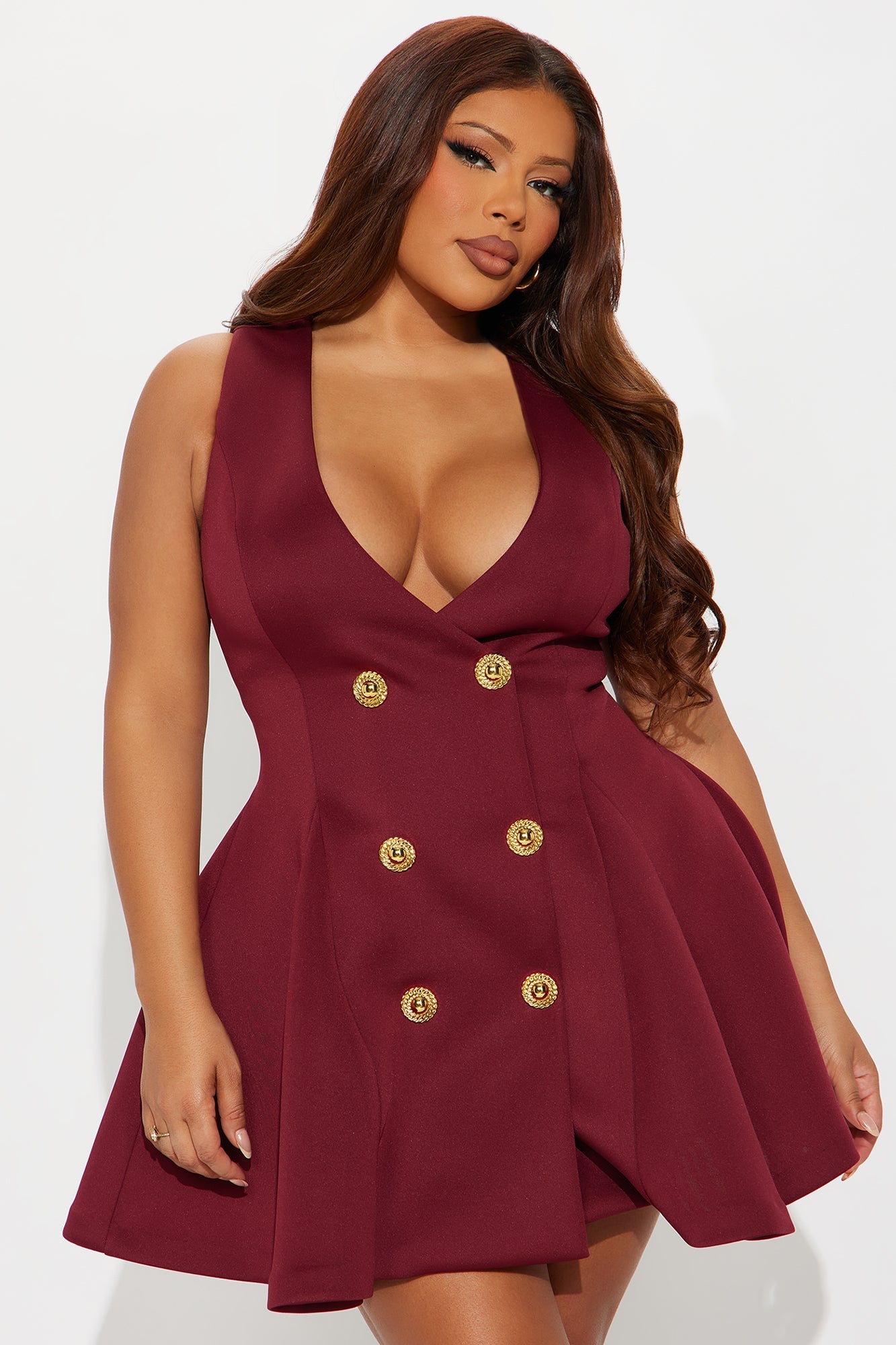 Queen Of Everything Pleated Mini Dress - Wine