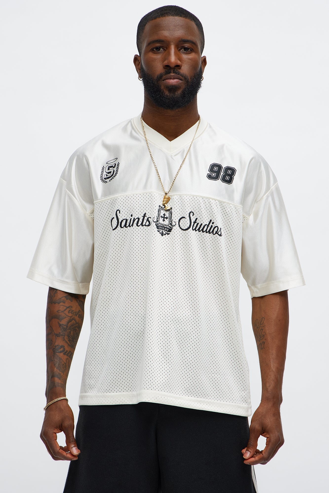 Saints Studios Short Sleeve Soccer Jersey - Off White/combo