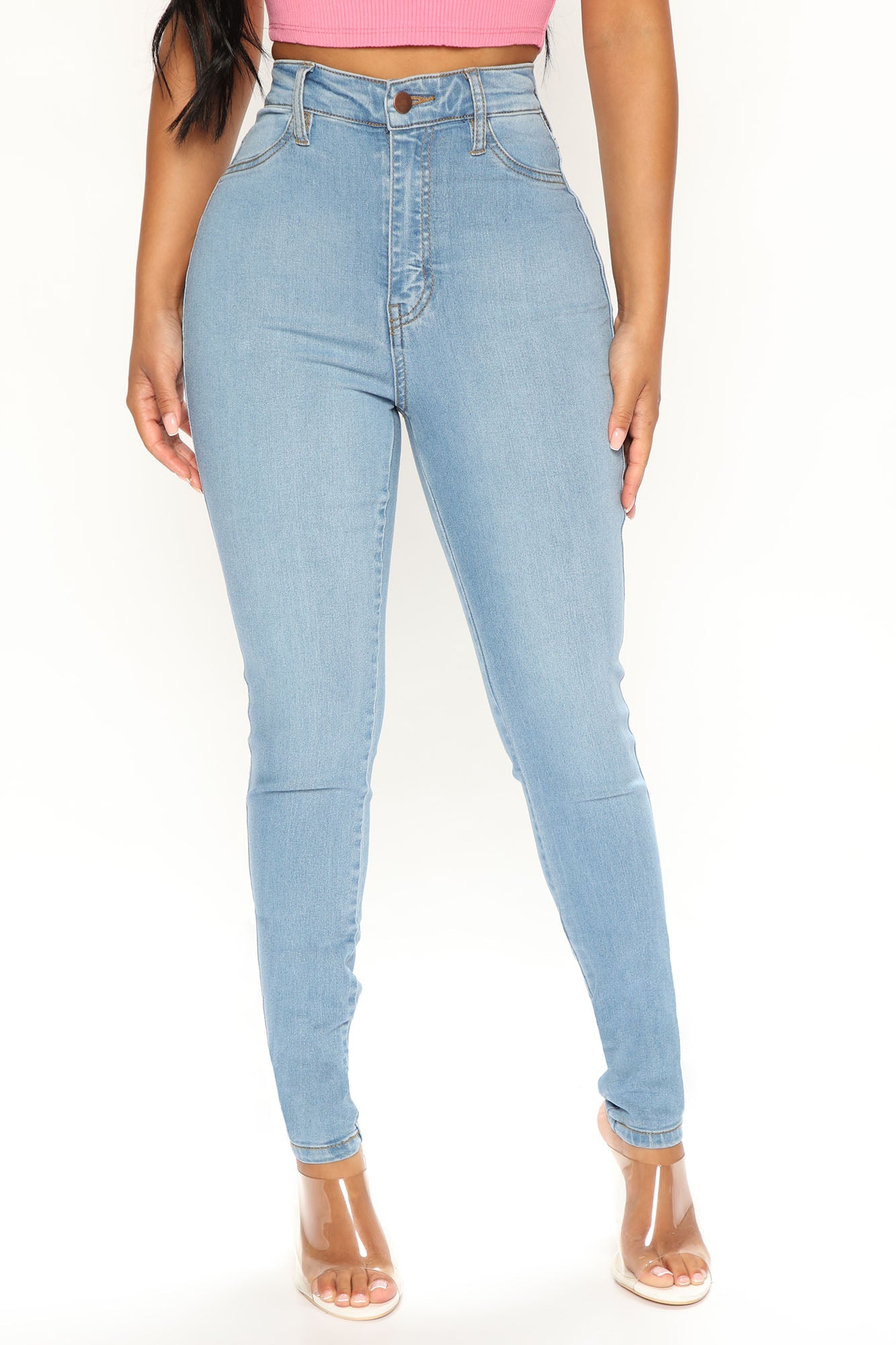 Petite Classic High Waist Skinny Jeans - Light Blue Wash