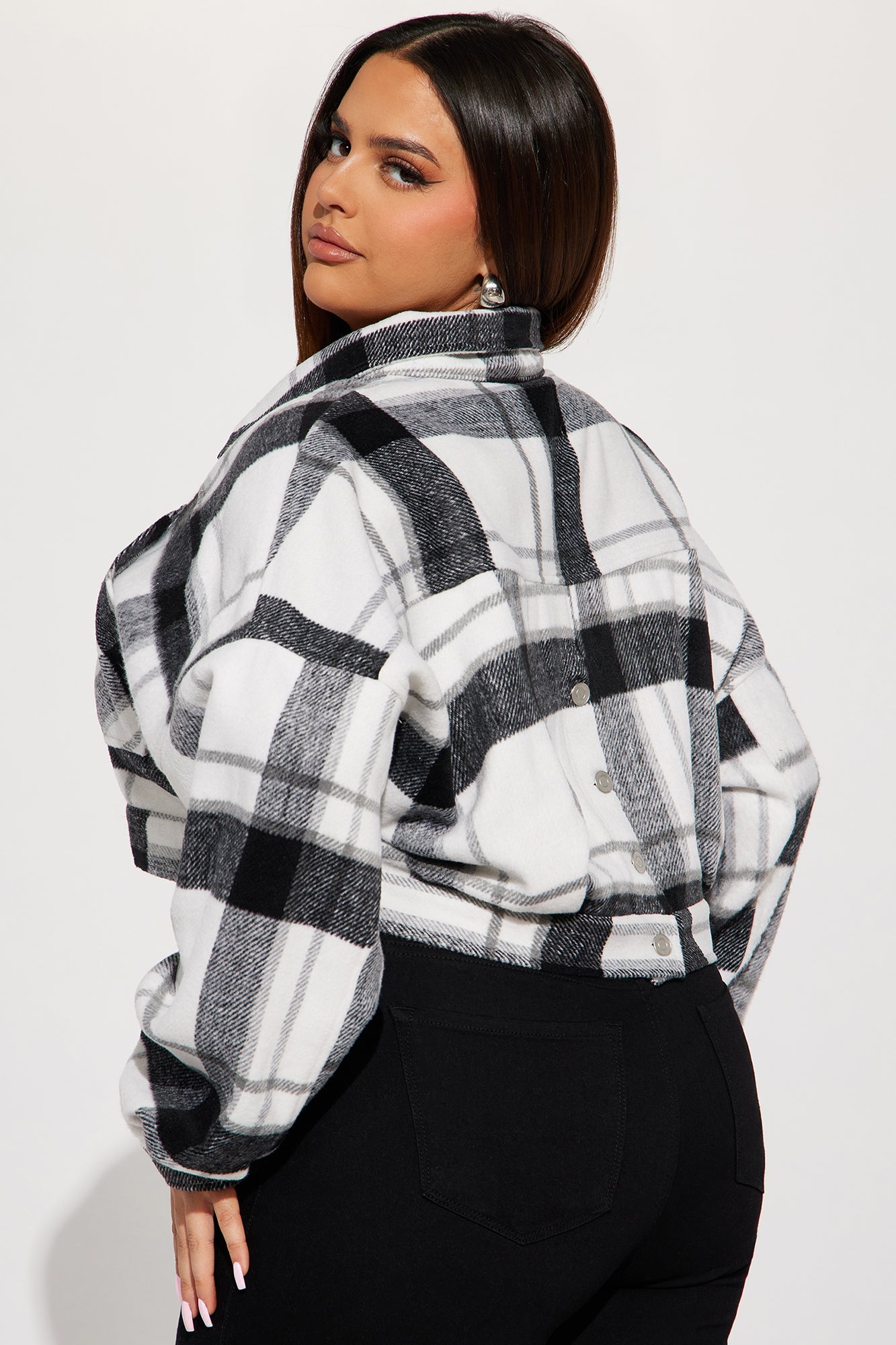 Getting Caught Up Plaid Jacket - Black/combo
