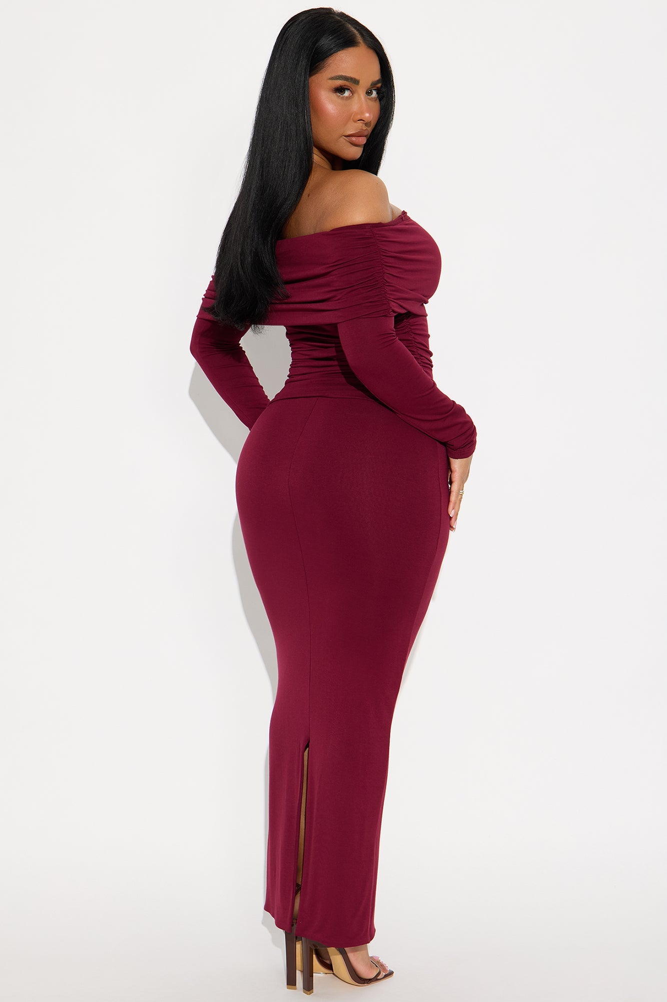 Hailey Double Lined Maxi Skirt Set - Wine