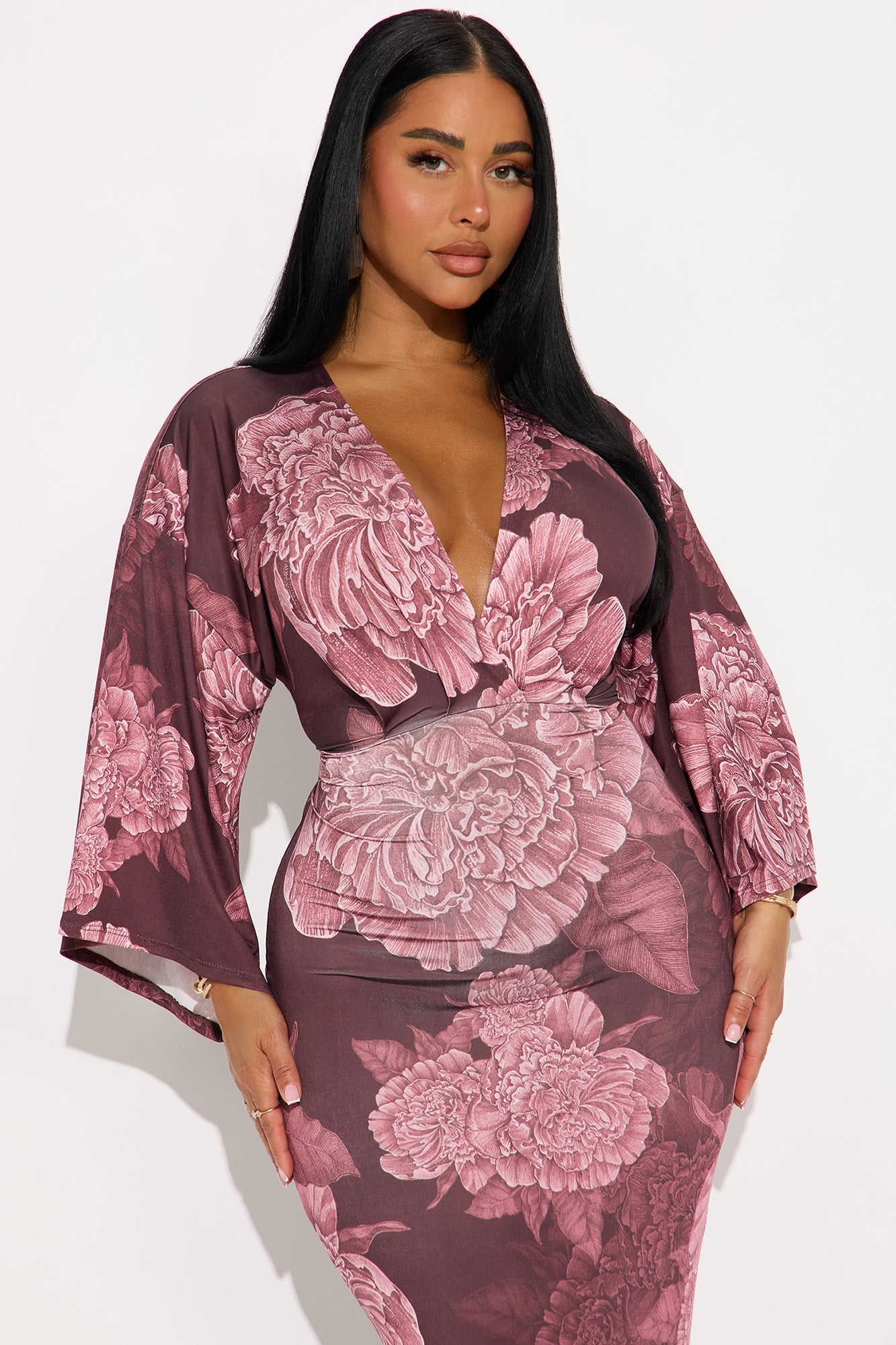 Maisie Floral Maxi Dress - Mauve/combo