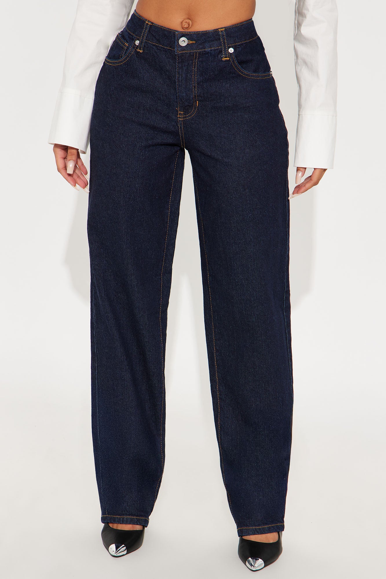 Let It Happen Slim Straight Leg Jeans - Dark Wash