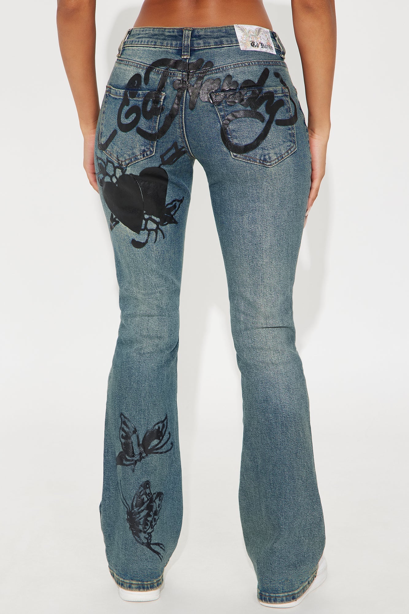 Ed Hardy Tattoo Bootcut Jeans - Medium Wash