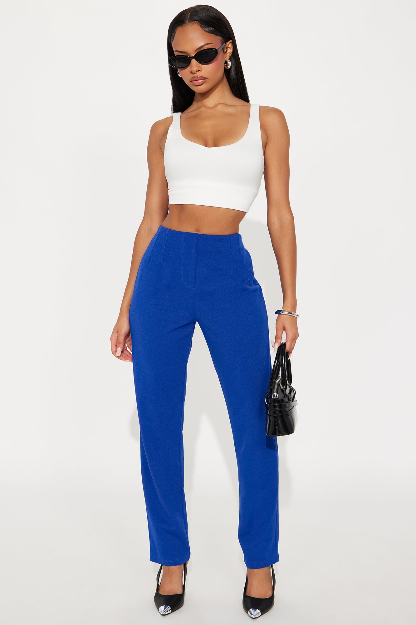 Set My Mind On You Crepe Straight Leg Pant - Royal