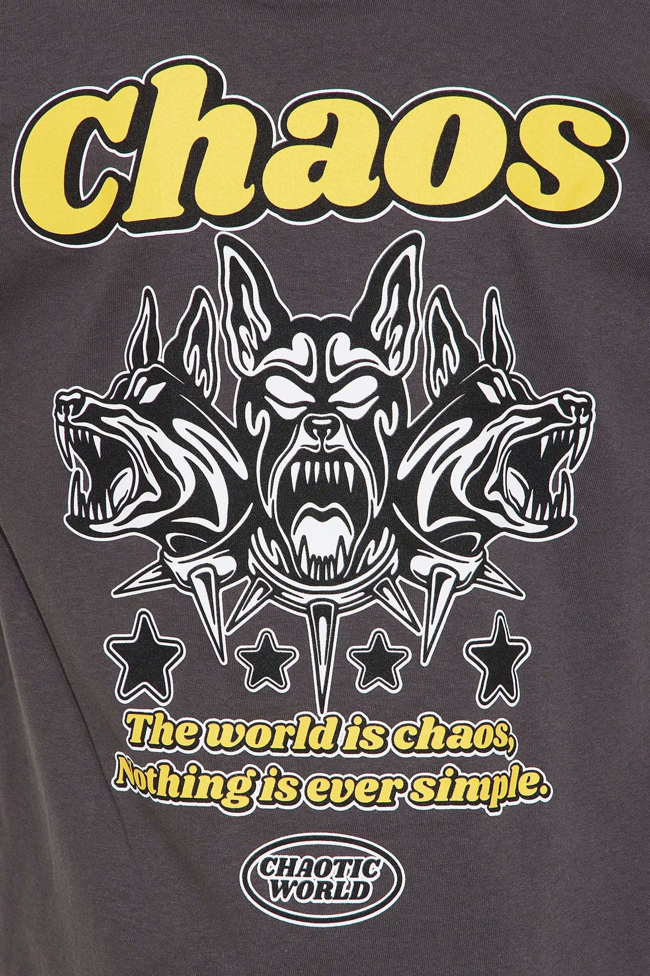 Mini Chaotic World Front/Back Short Sleeve Tee - Grey