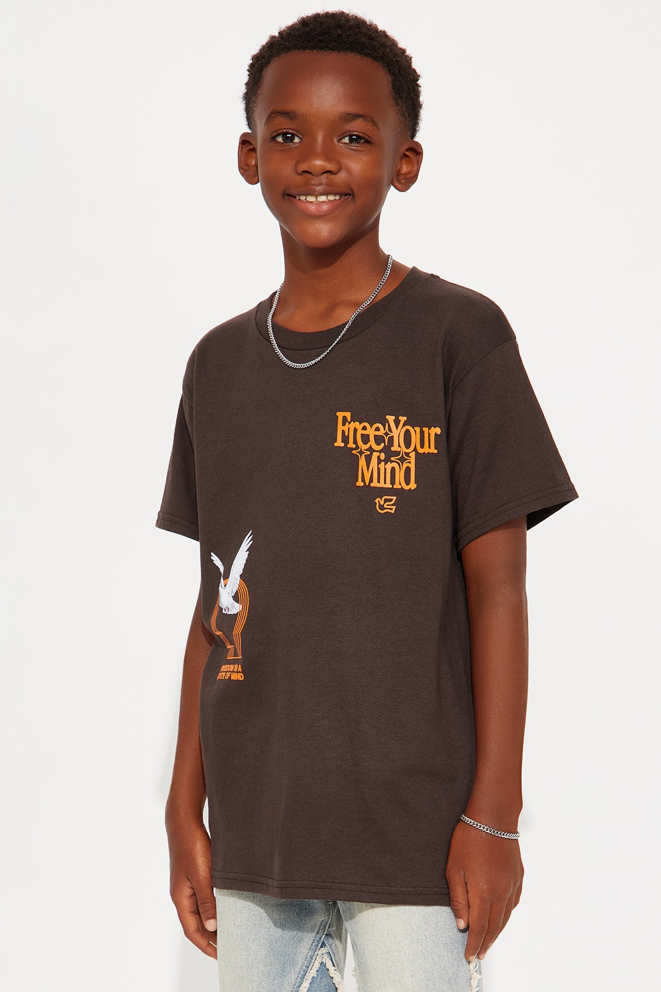 Mini Free Your Mind Short Sleeve Front/Back Tee - Brown