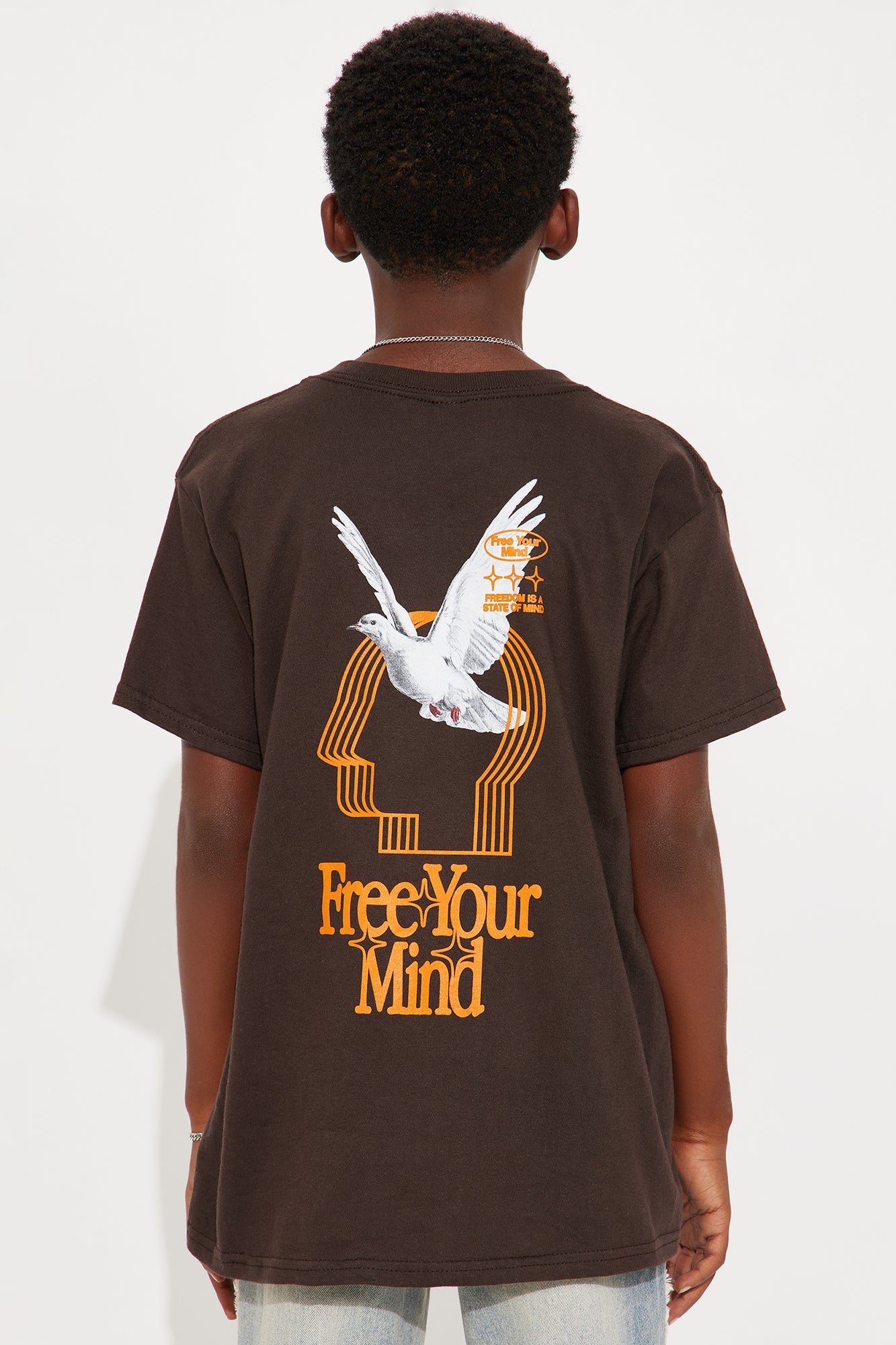 Mini Free Your Mind Short Sleeve Front/Back Tee - Brown