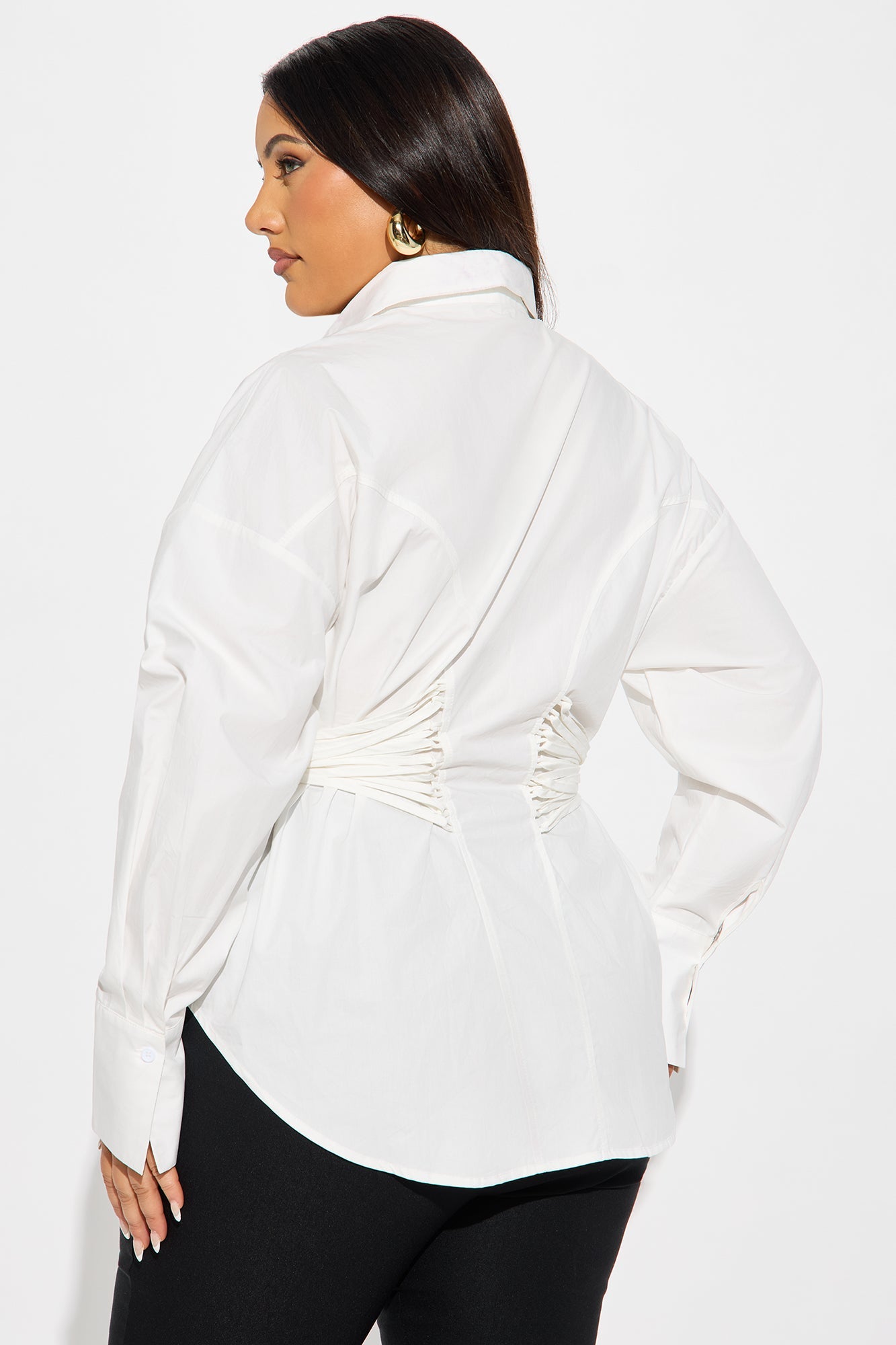 Mariana Lace Up Poplin Shirt - White