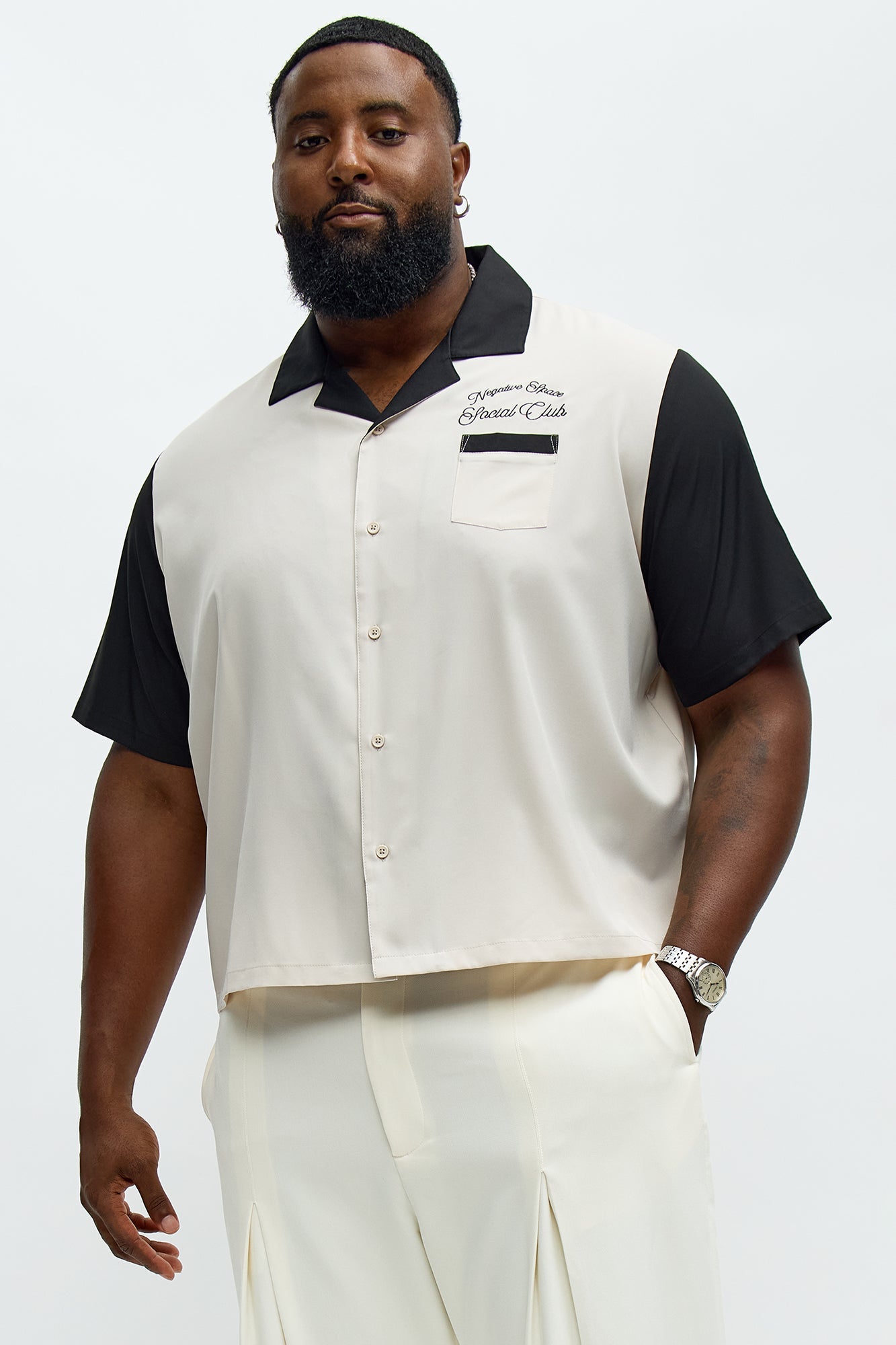 Regular Fit Social Club Bowling Shirt - Black/combo