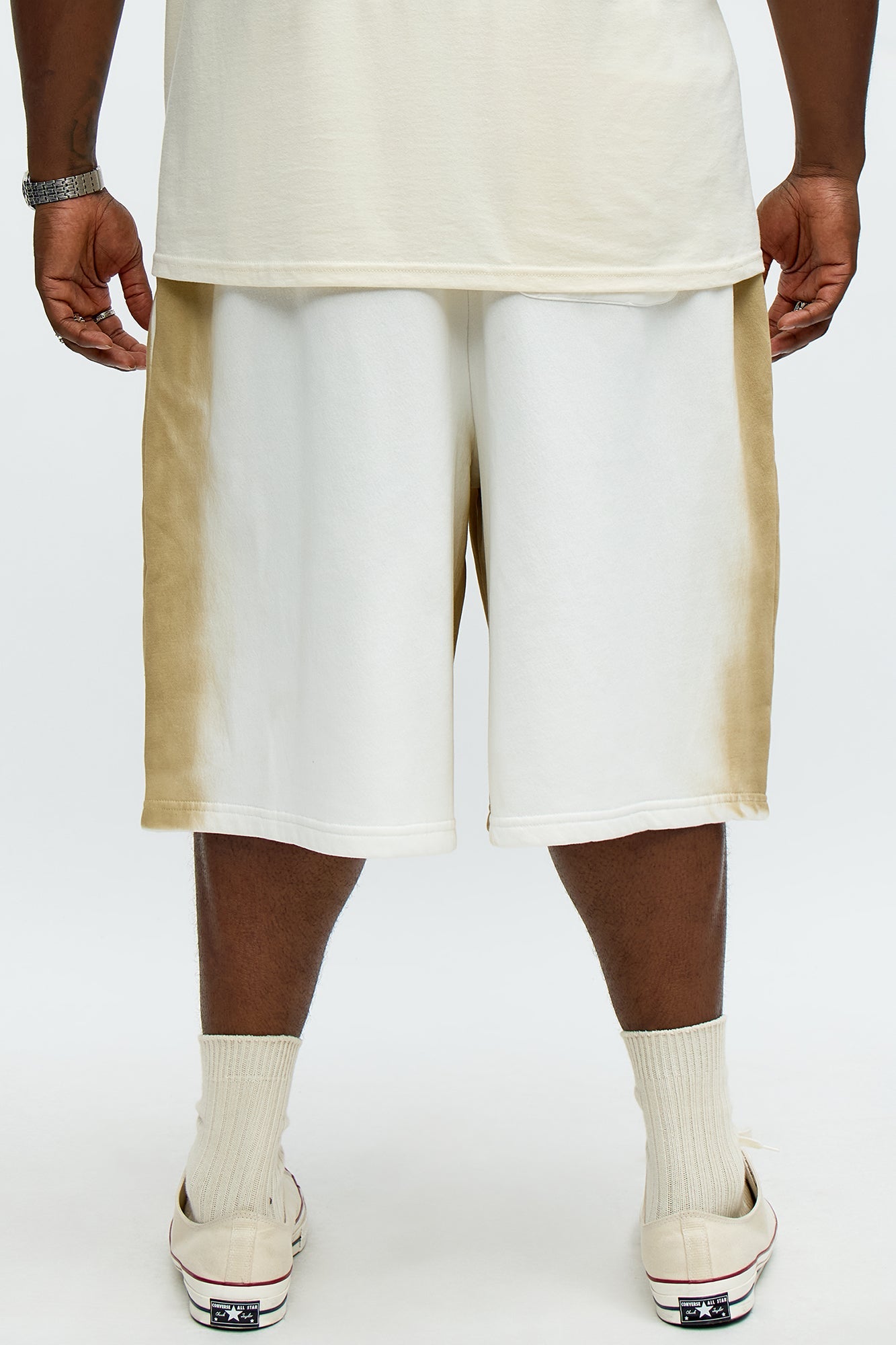 Tyson Baggy Blurred Lines Shorts - Cream