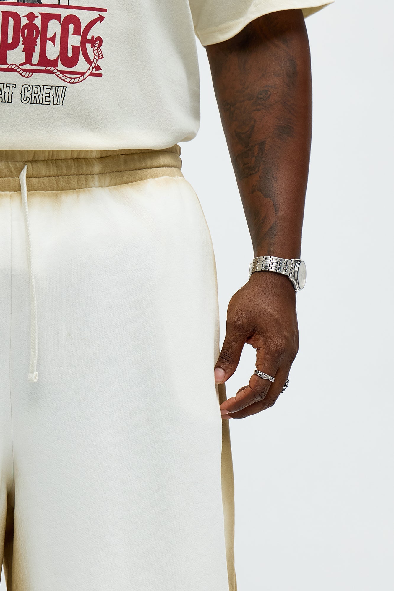 Tyson Baggy Blurred Lines Shorts - Cream