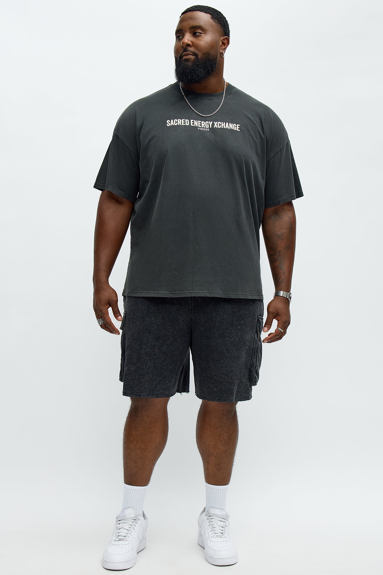 Tyson Bagged Off Cargo Relaxed Shorts - Black